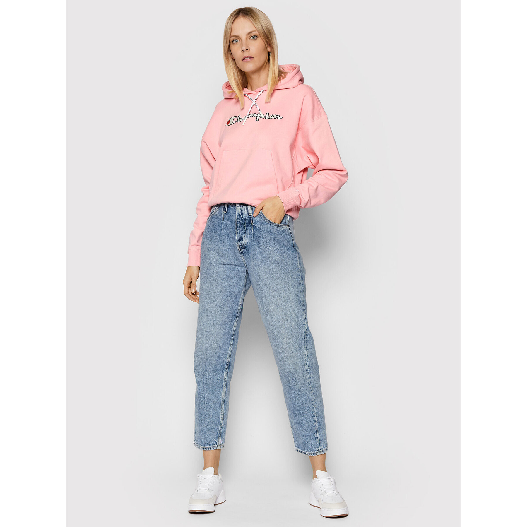 Champion Суитшърт Vintage Script Logo 112638 Розов Custom Fit - Pepit.bg