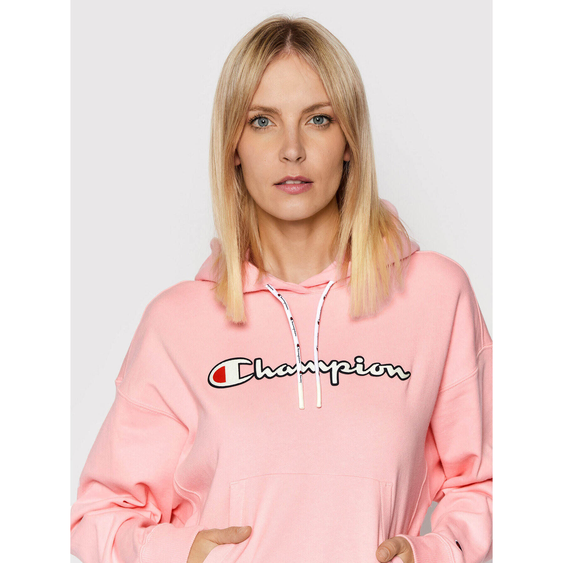 Champion Суитшърт Vintage Script Logo 112638 Розов Custom Fit - Pepit.bg