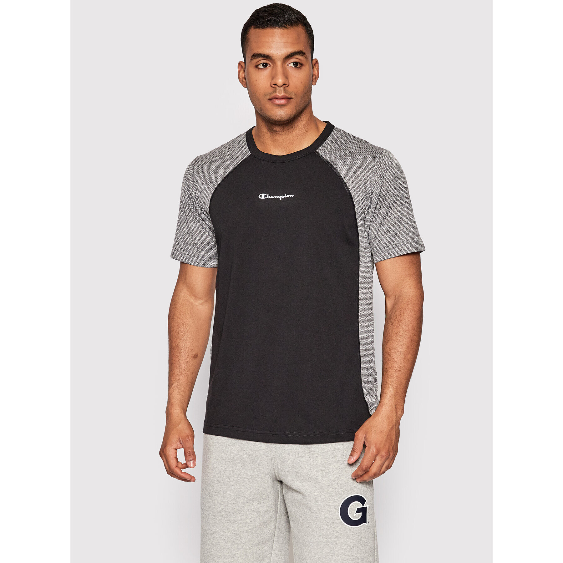 Champion Тениска от техническо трико Micro Mesh Insert 217111 Черен Athletic Fit - Pepit.bg