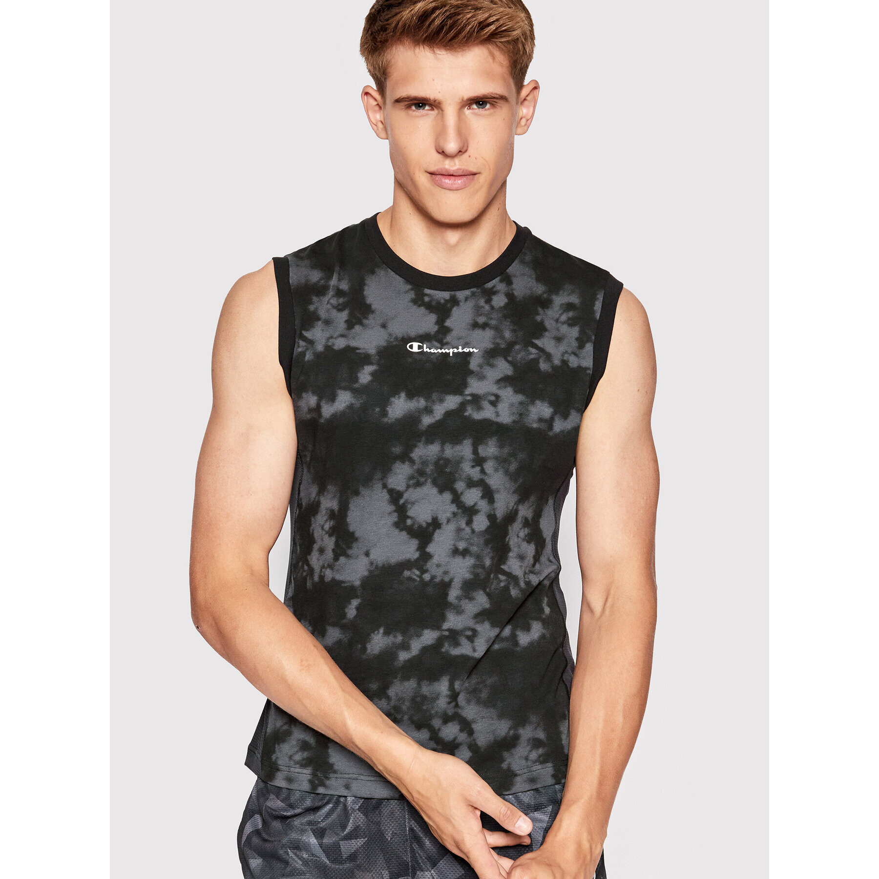 Champion Тениска от техническо трико Tie-Dye Reflective Script Logo 217138 Черен Athletic Fit - Pepit.bg