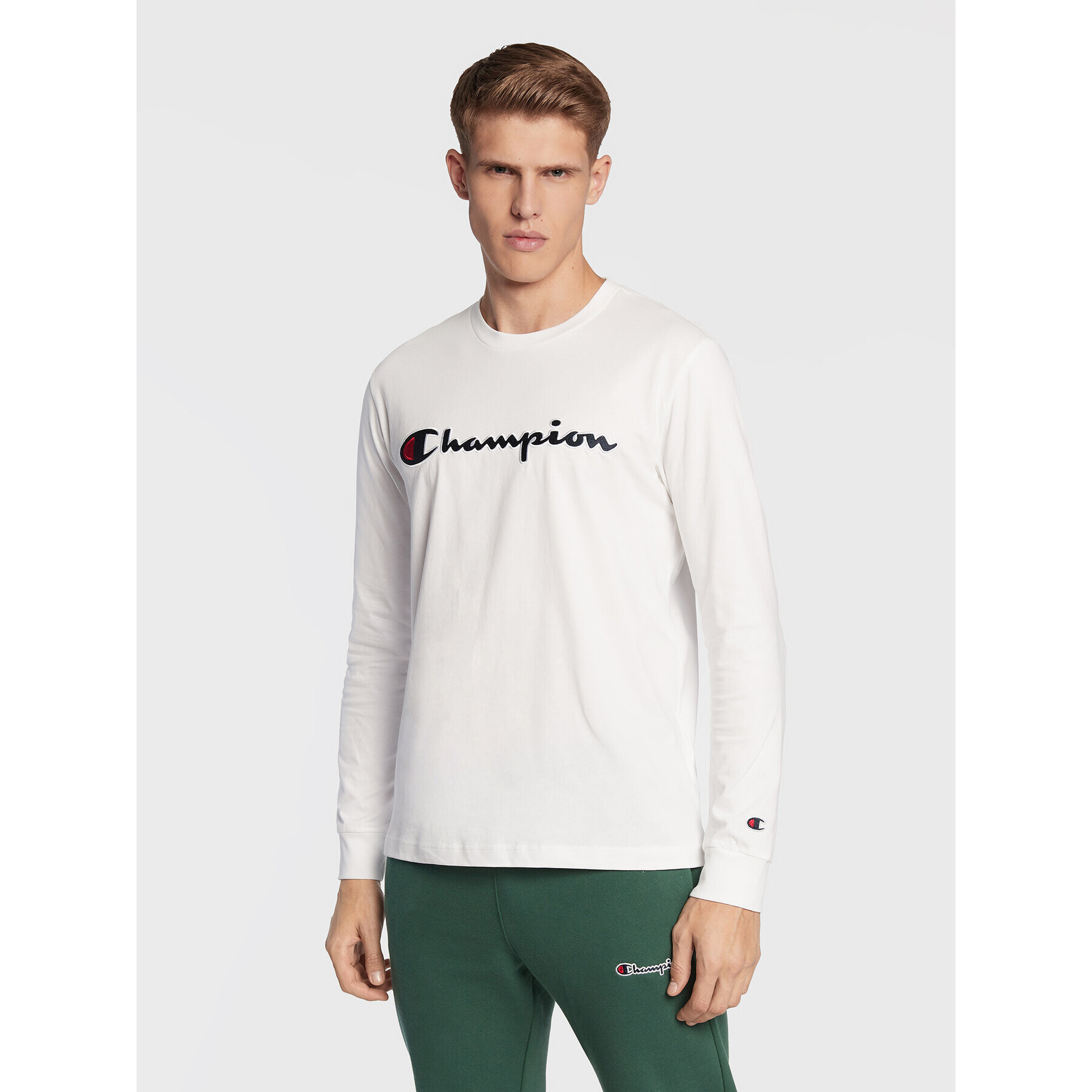 Champion Тениска с дълъг ръкав 217861 Бял Regular Fit - Pepit.bg