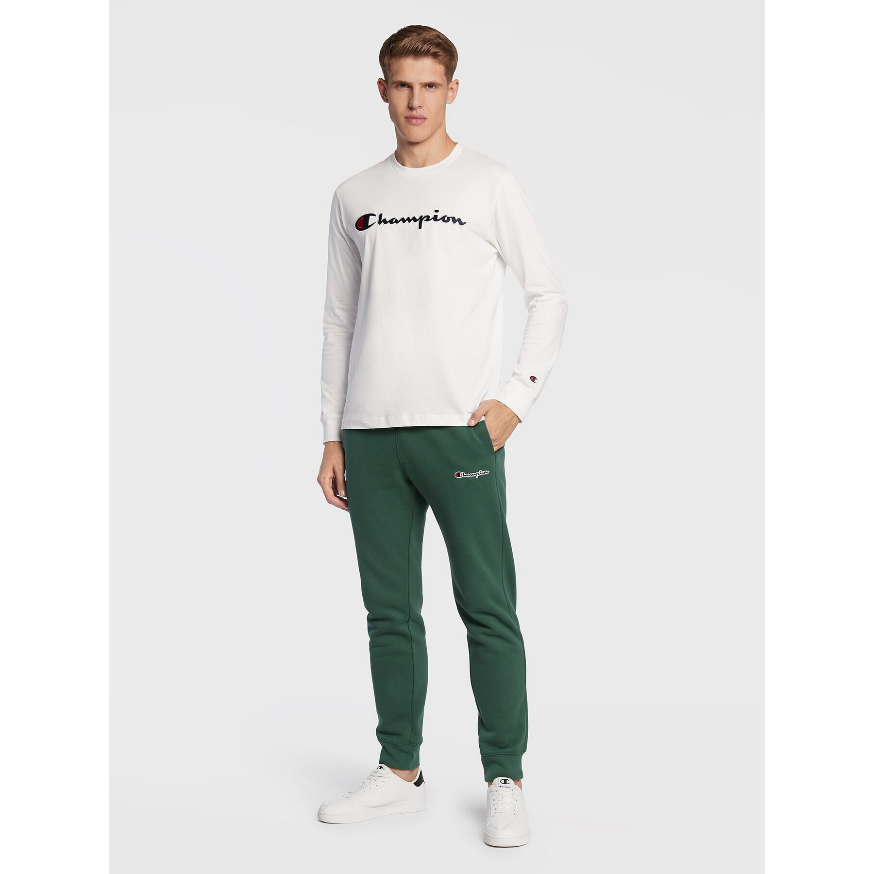 Champion Тениска с дълъг ръкав 217861 Бял Regular Fit - Pepit.bg