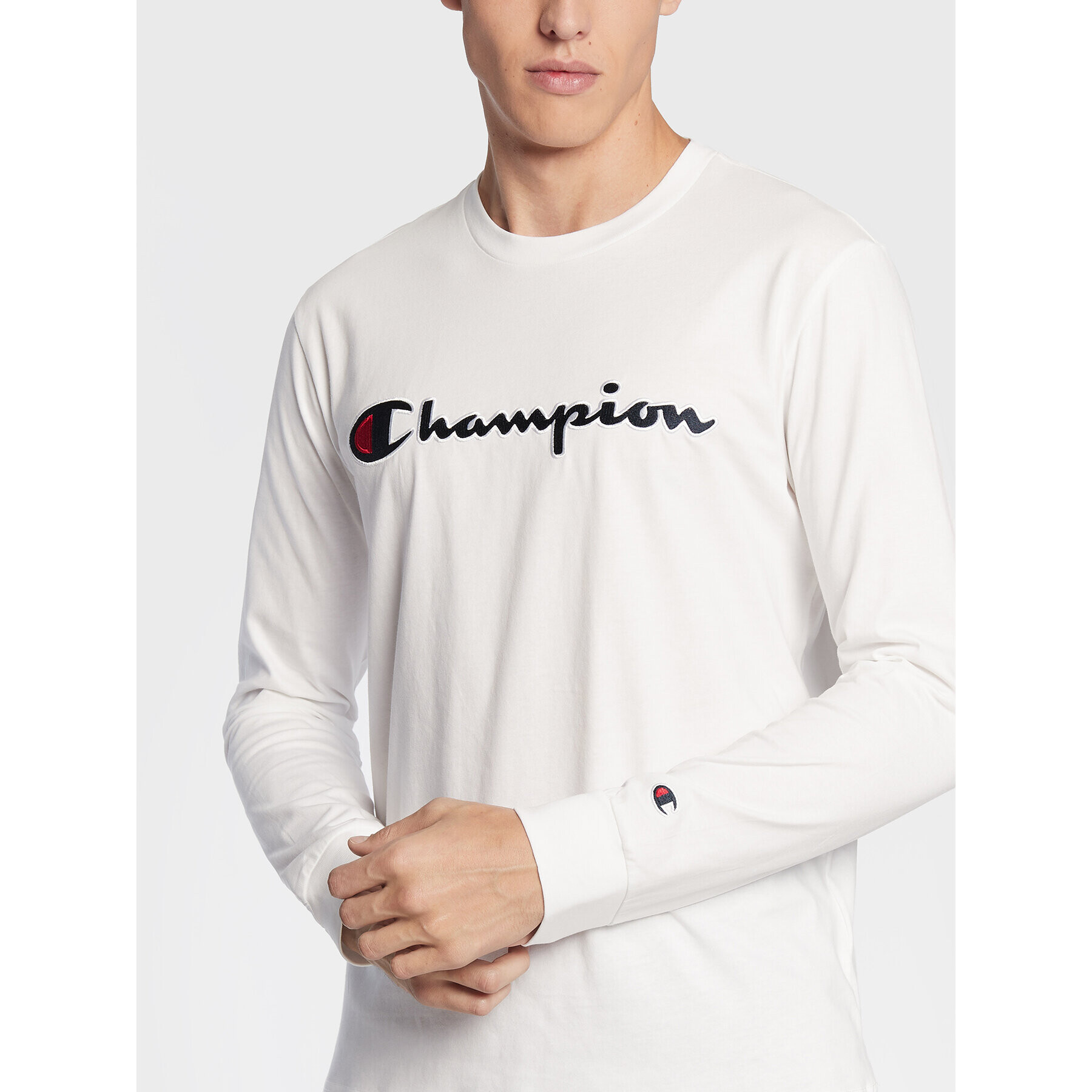 Champion Тениска с дълъг ръкав 217861 Бял Regular Fit - Pepit.bg