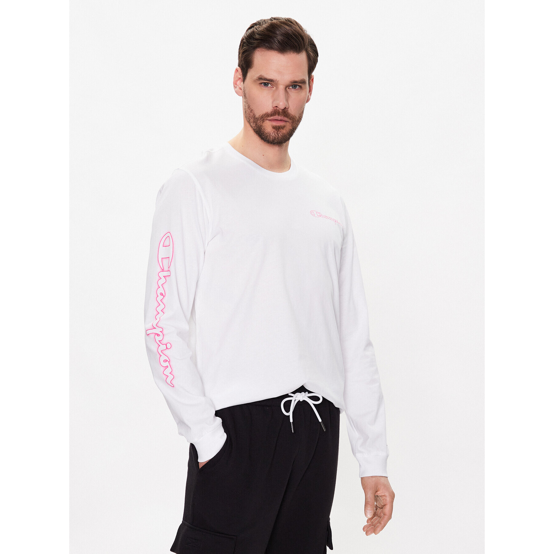 Champion Тениска с дълъг ръкав 218485 Бял Regular Fit - Pepit.bg