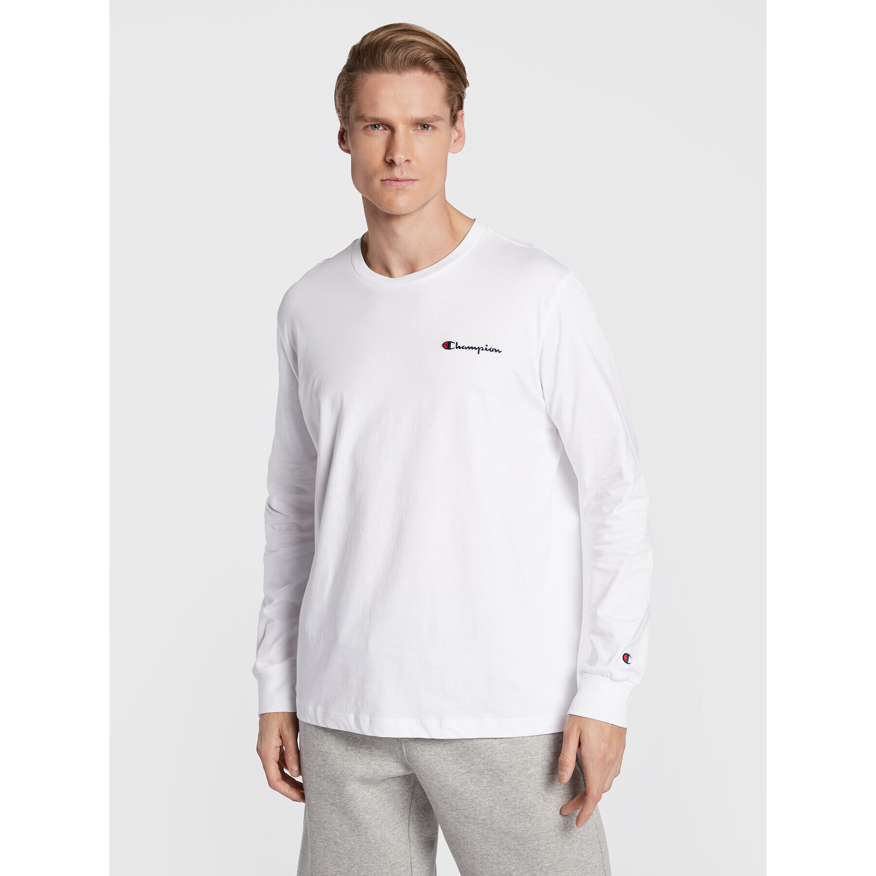 Champion Тениска с дълъг ръкав Crewneck 217868 Бял Regular Fit - Pepit.bg