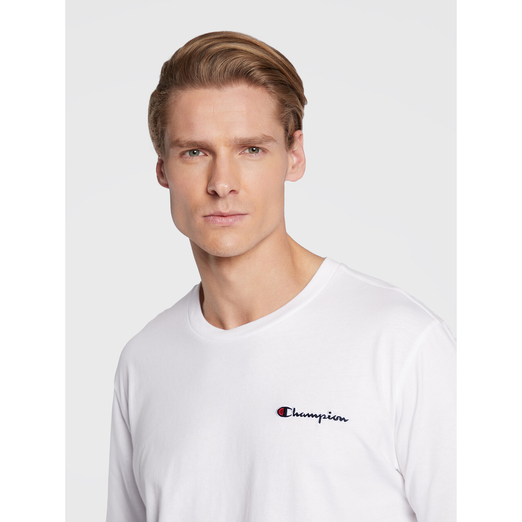 Champion Тениска с дълъг ръкав Crewneck 217868 Бял Regular Fit - Pepit.bg