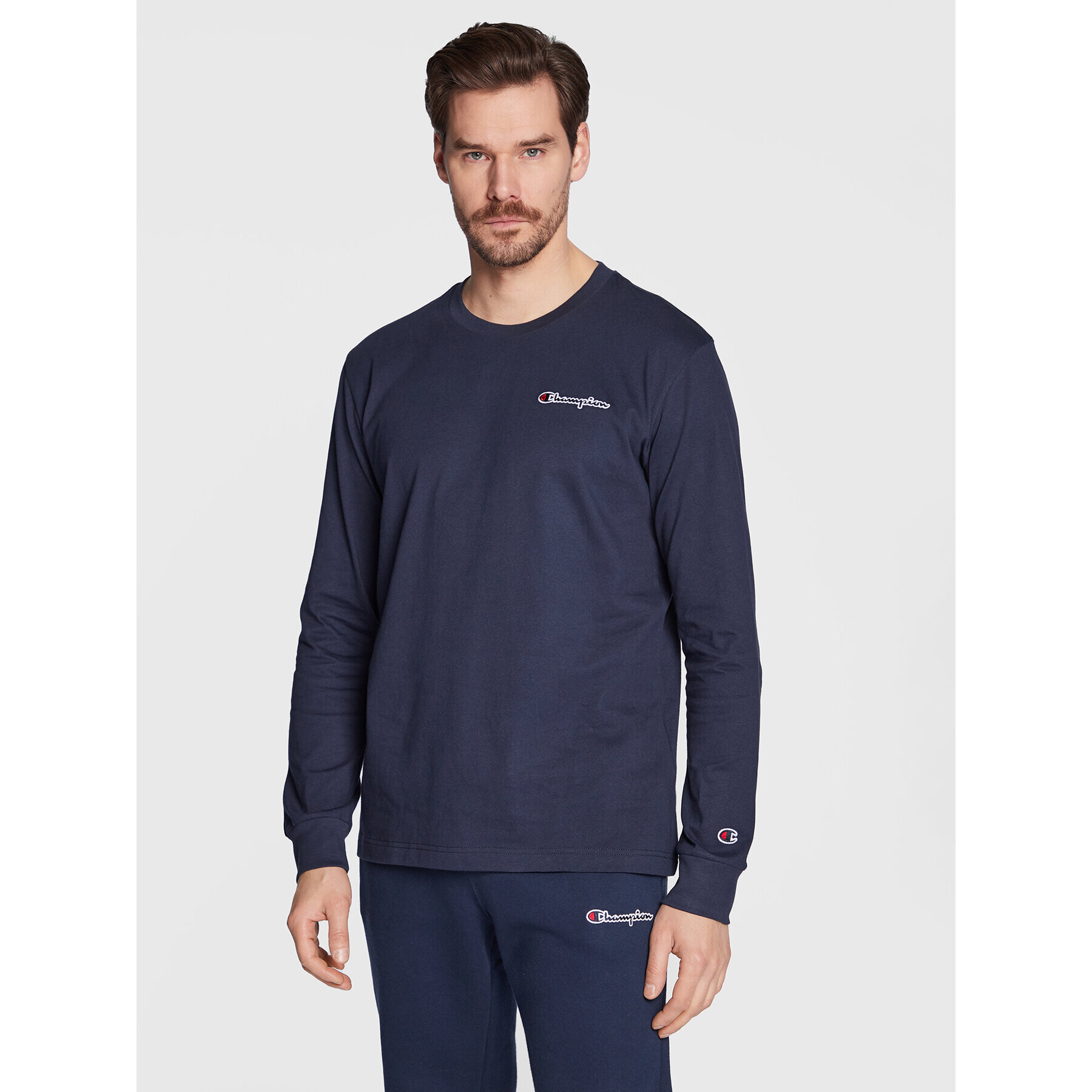 Champion Тениска с дълъг ръкав Crewneck 217868 Тъмносин Regular Fit - Pepit.bg