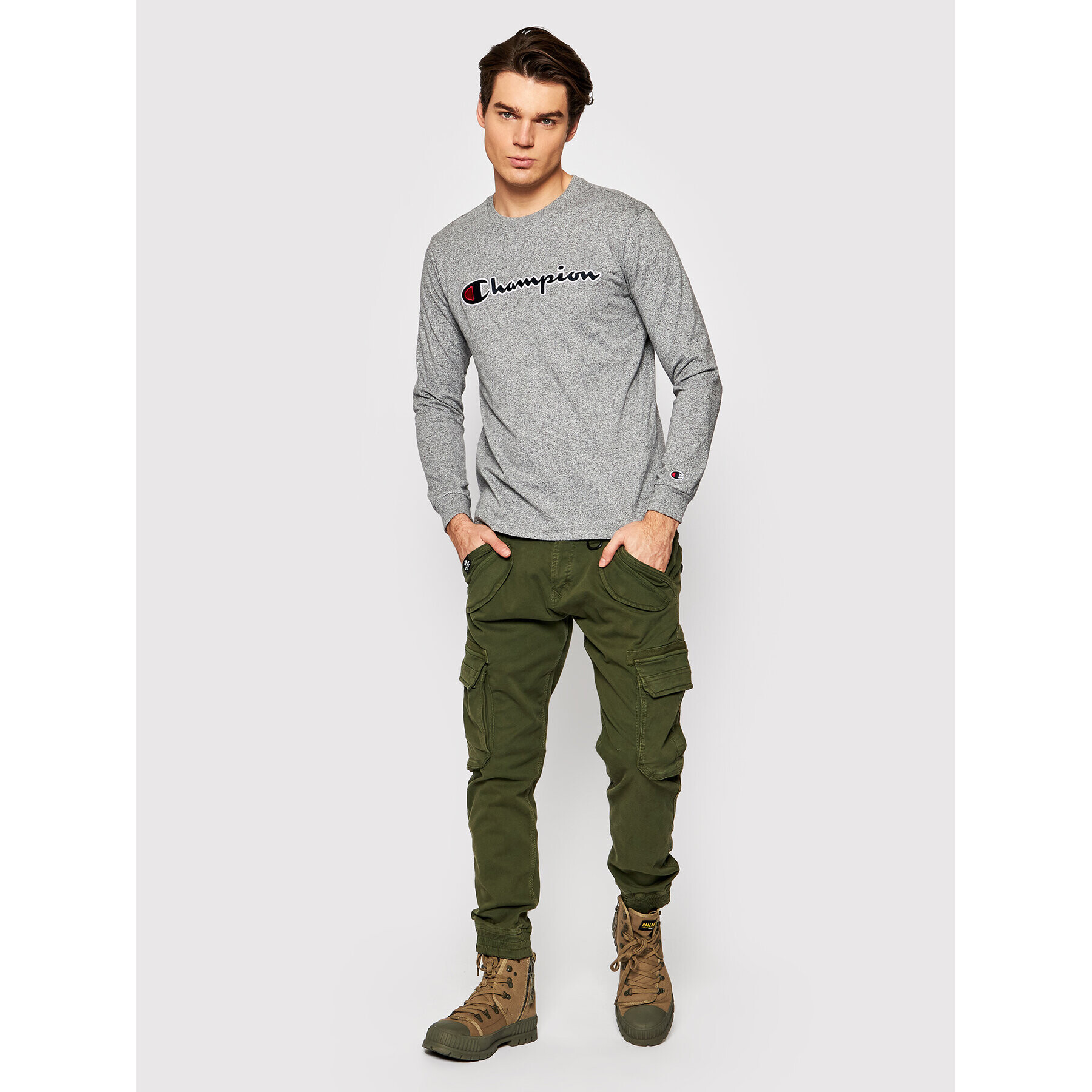 Champion Тениска с дълъг ръкав High 216474 Сив Regular Fit - Pepit.bg