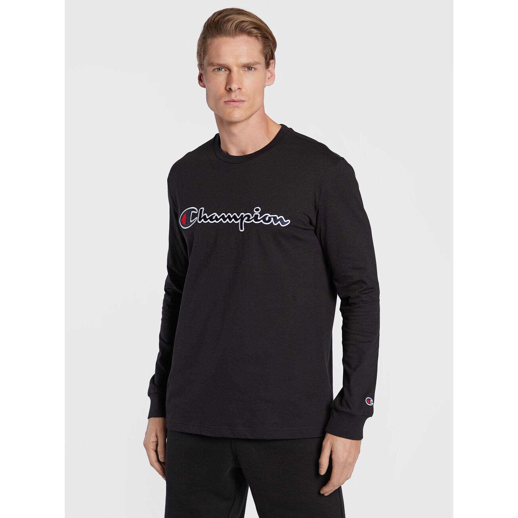 Champion Тениска с дълъг ръкав Script Logo 217861 Черен Regular Fit - Pepit.bg