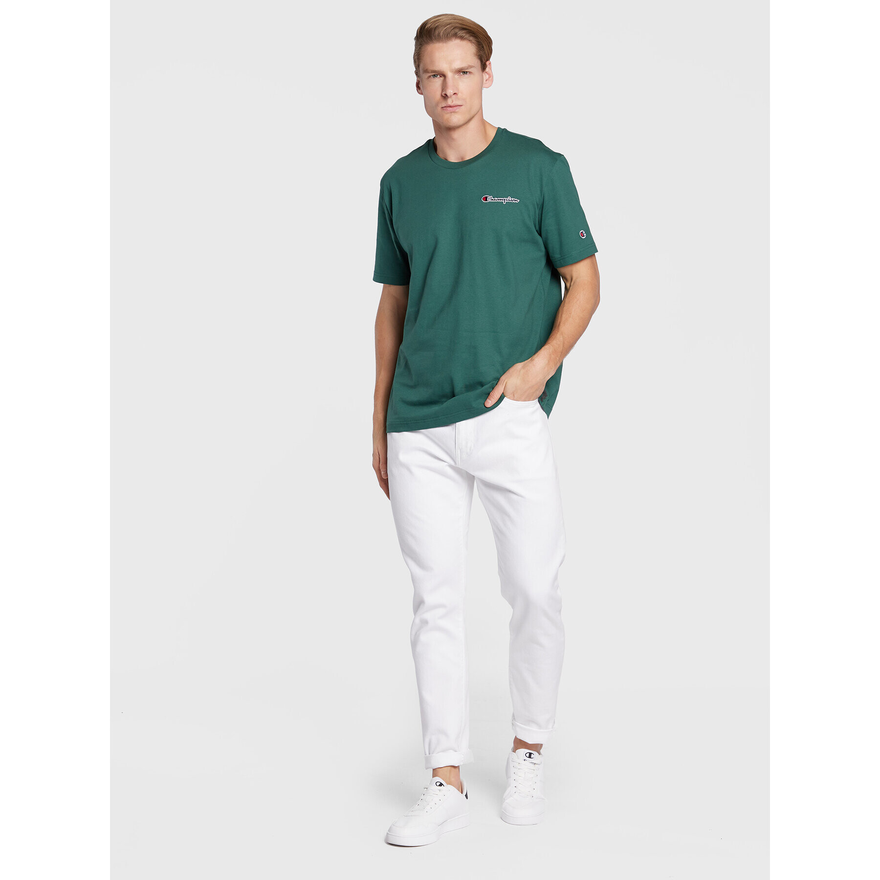 Champion Тишърт 218006 Зелен Regular Fit - Pepit.bg