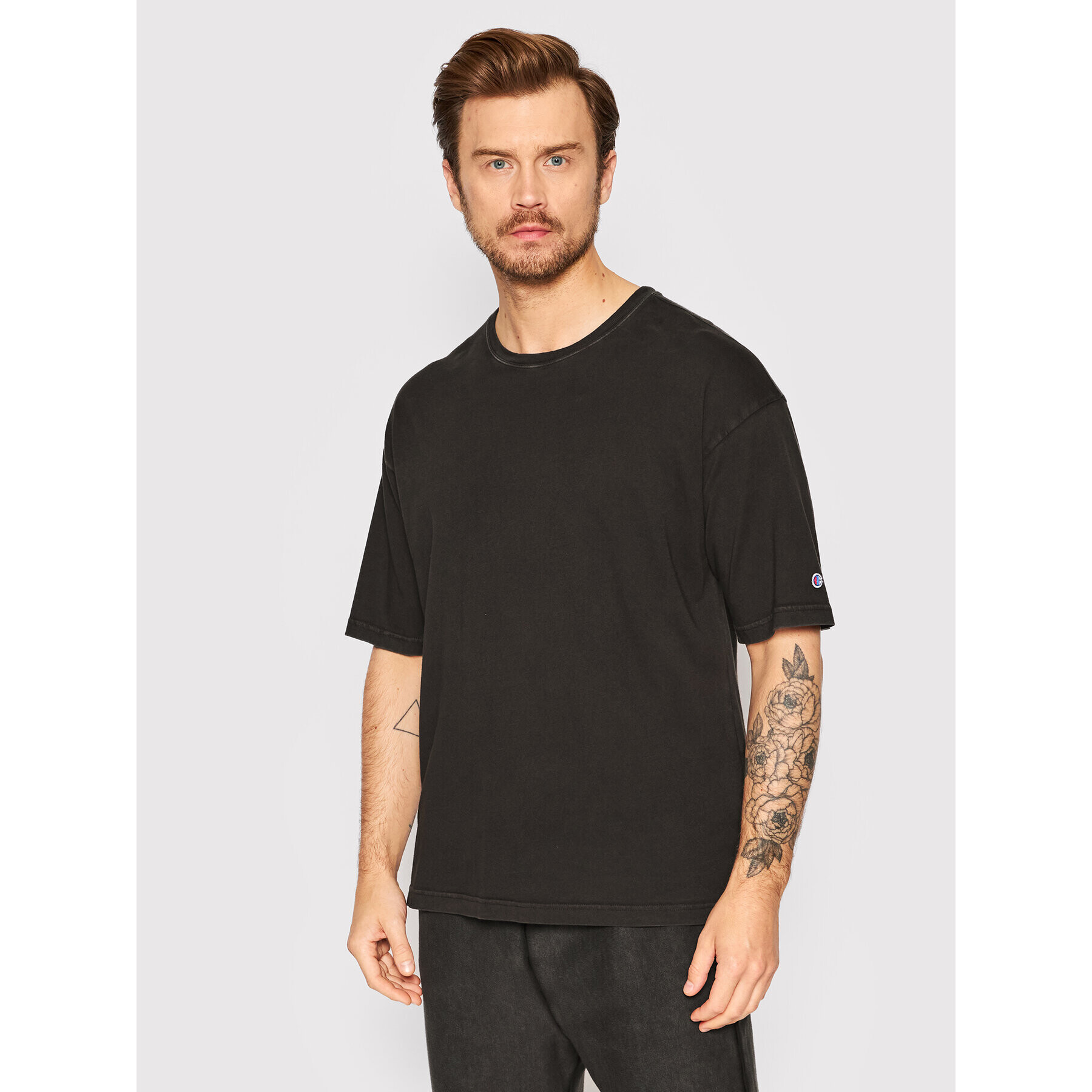 Champion Тишърт Acid Wash Minimal 217243 Черен Custom Fit - Pepit.bg