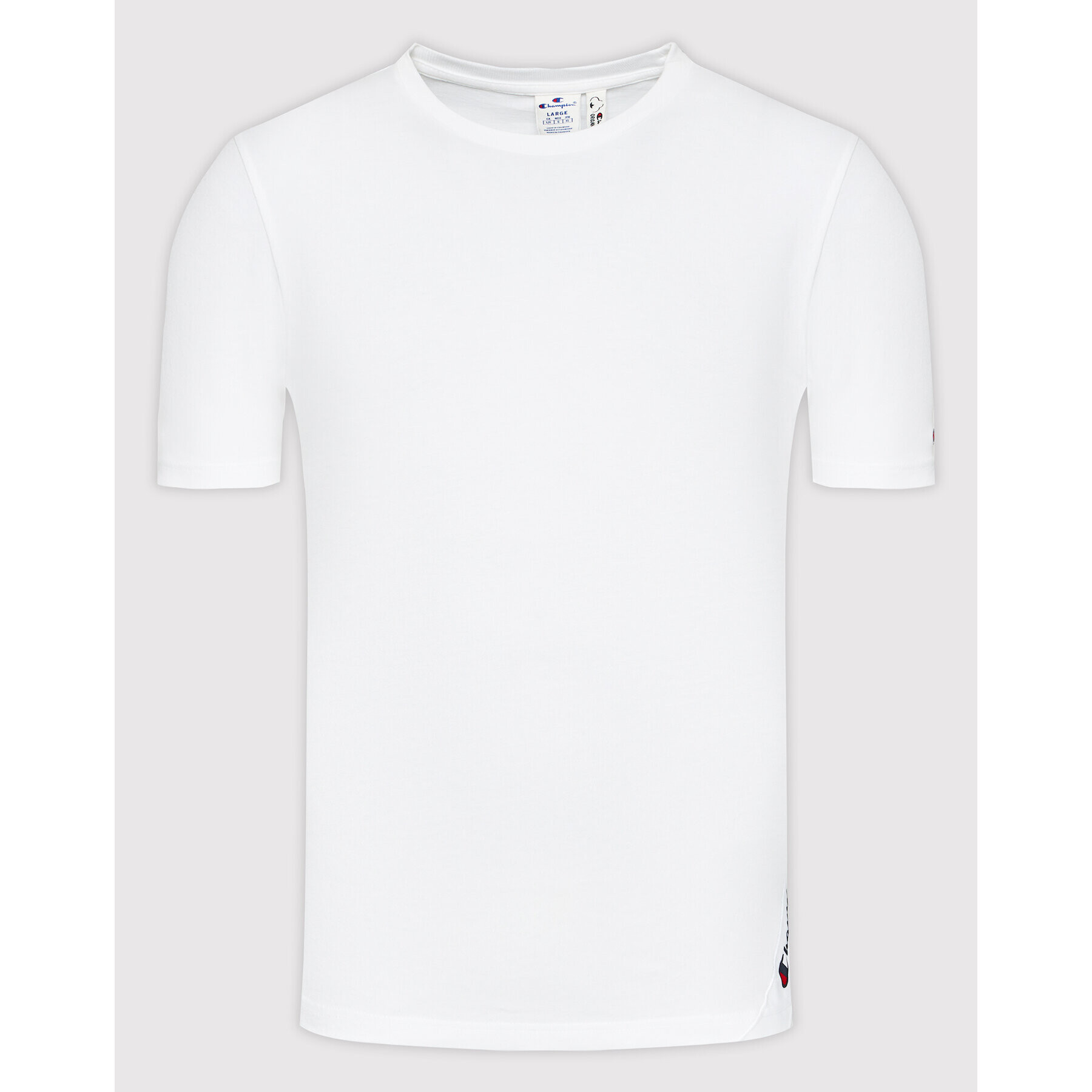 Champion Тишърт Asymmetric Script Logo 216553 Бял Regular Fit - Pepit.bg