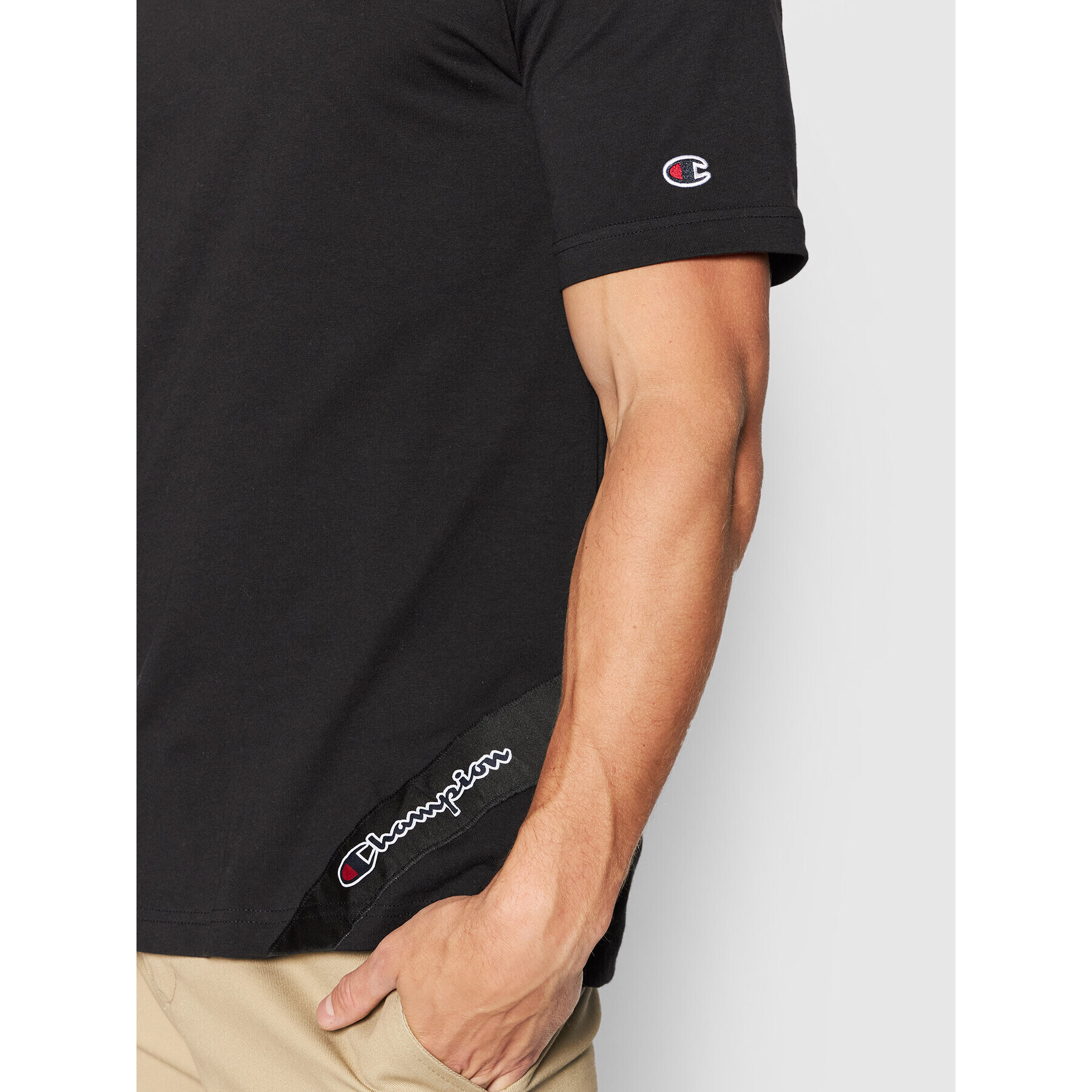 Champion Тишърт Asymmetric Script Logo 216553 Тъмносин Regular Fit - Pepit.bg