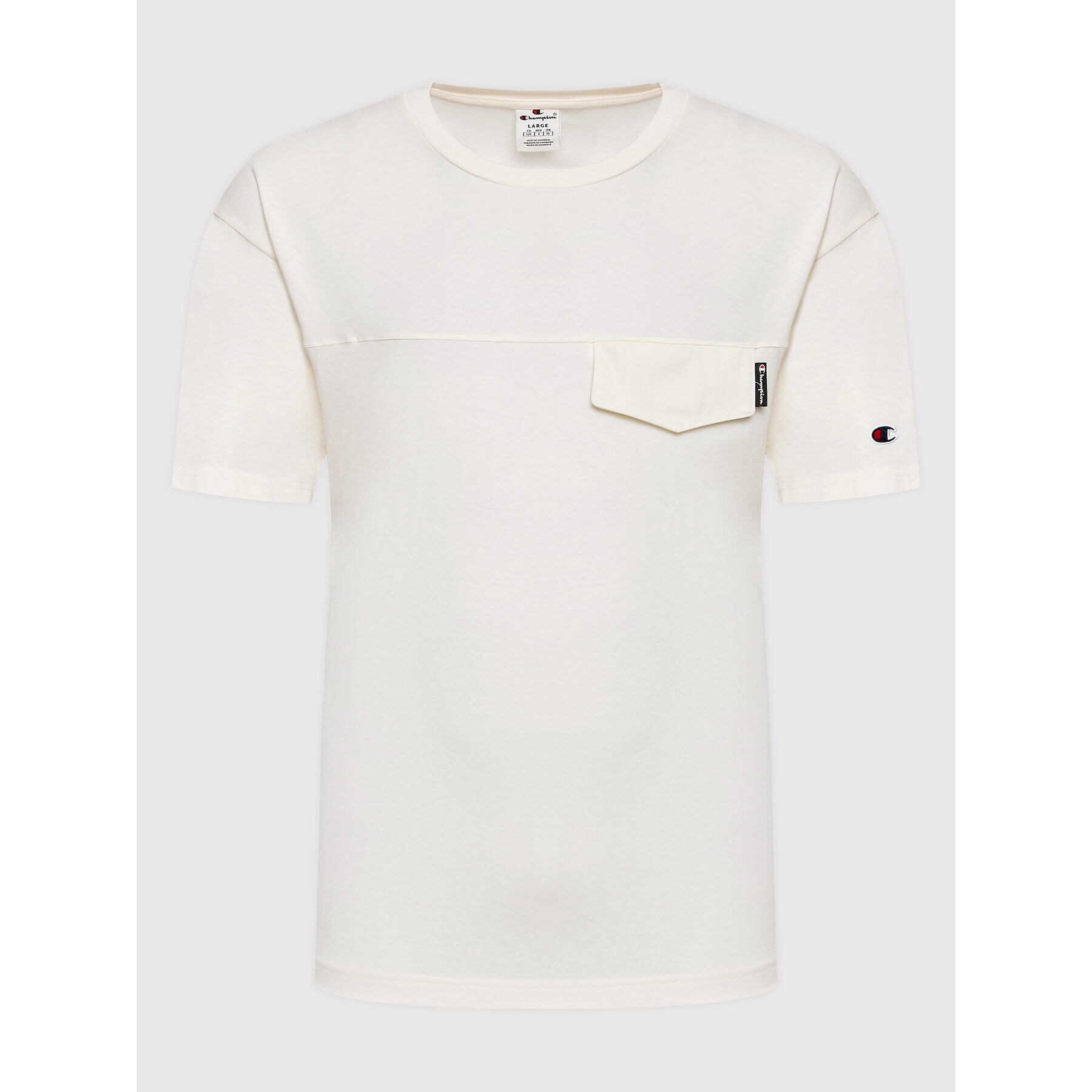 Champion Тишърт Back Embroidered Script Logo 217076 Бежов Custom Fit - Pepit.bg