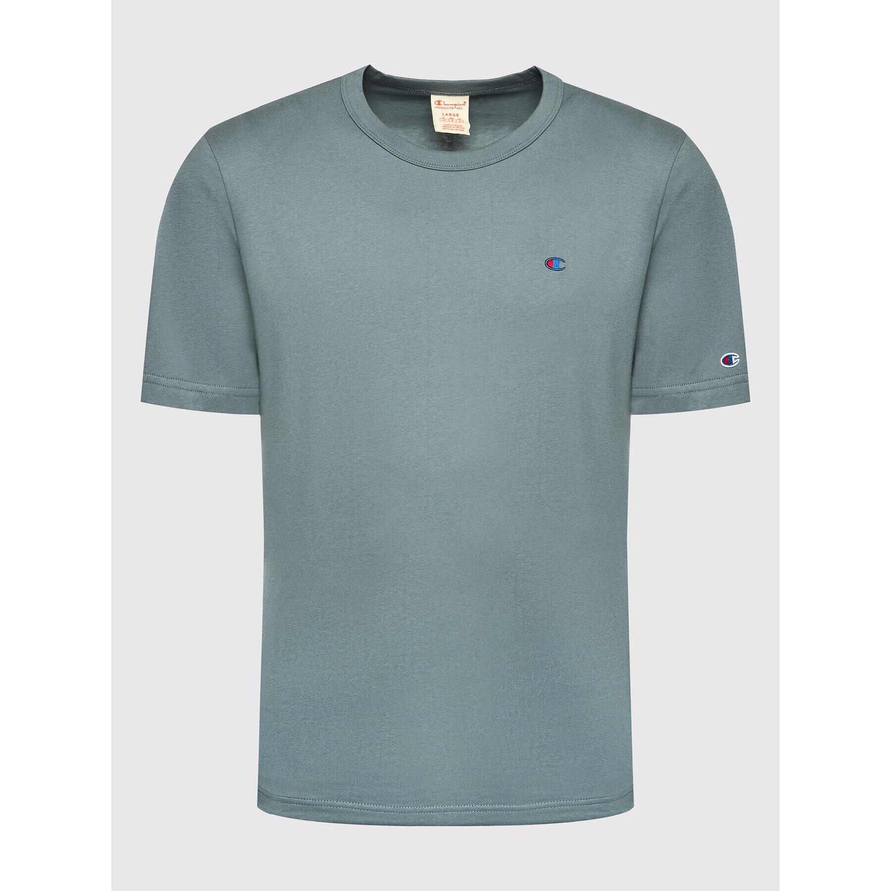 Champion Тишърт Basic C Logo 216545 Сив Regular Fit - Pepit.bg