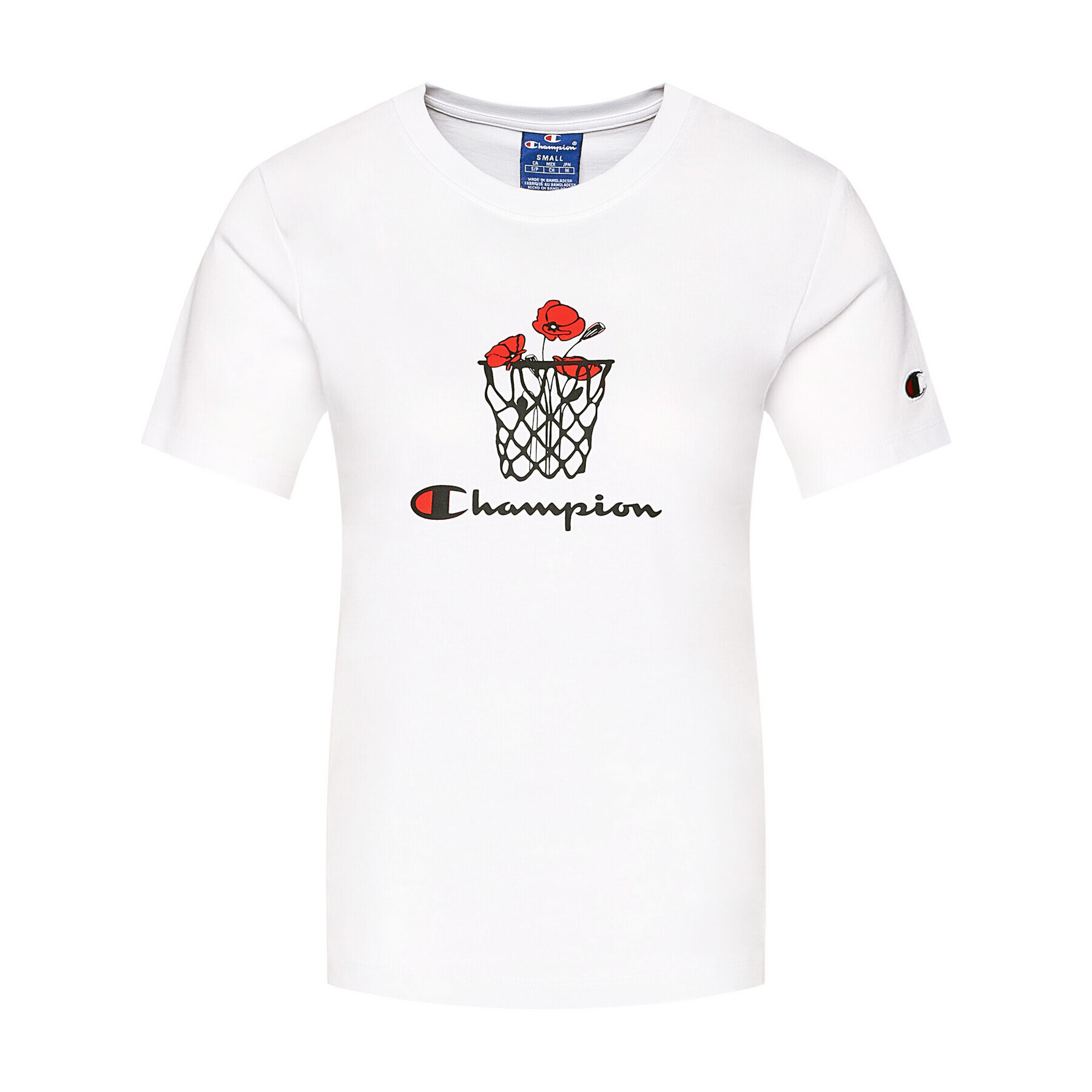 Champion Тишърт Basketball Logo Digital Print 112965 Бял Custom Fit - Pepit.bg