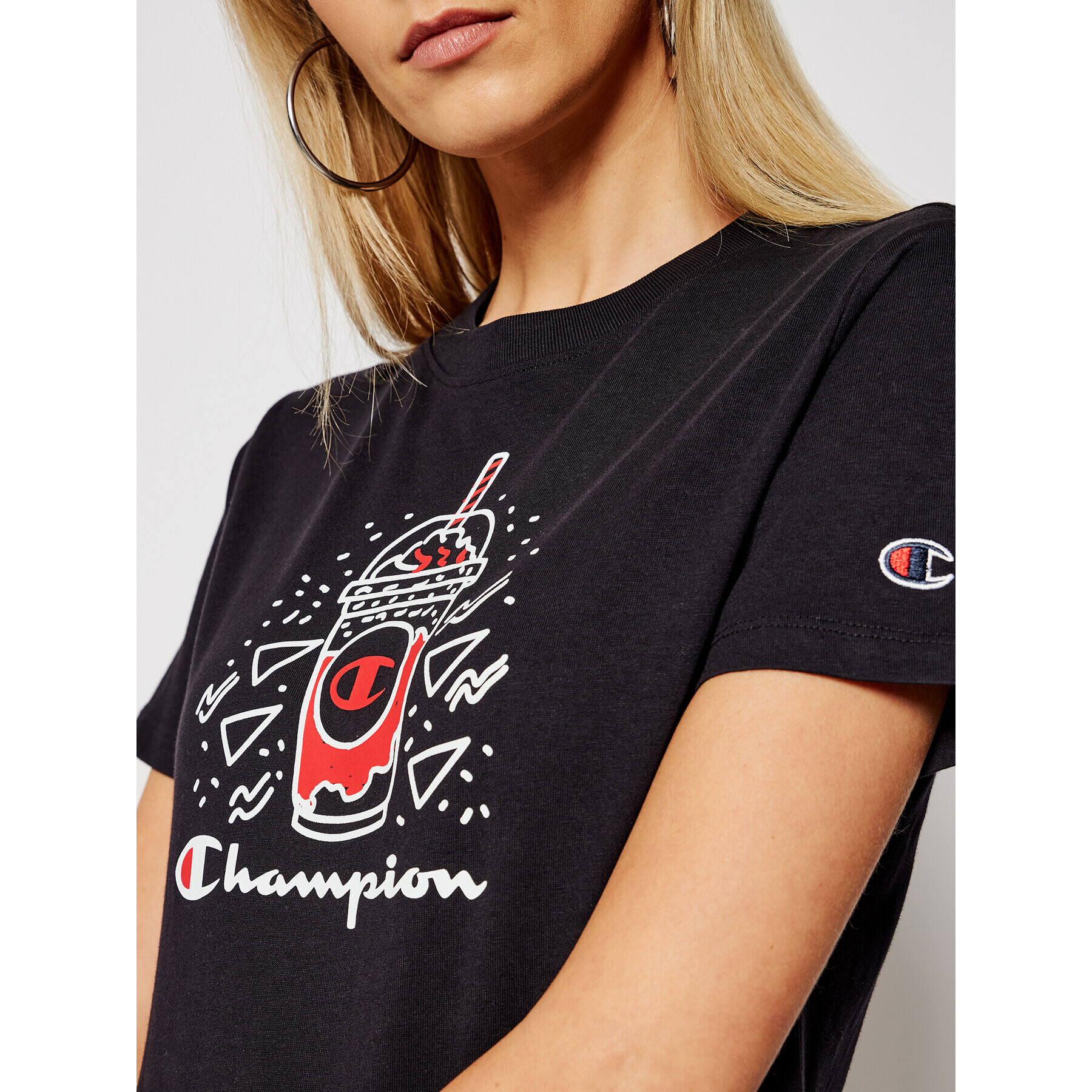 Champion Тишърт Basketball Logo Digital Print 112965 Черен Custom Fit - Pepit.bg