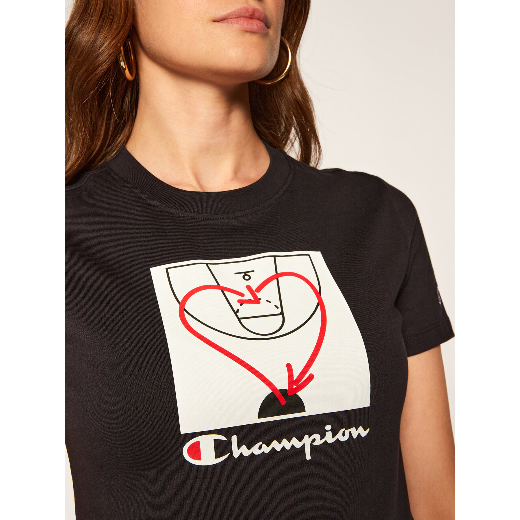 Champion Тишърт Basketball Logo Digital Print 112965 Черен Custom Fit - Pepit.bg