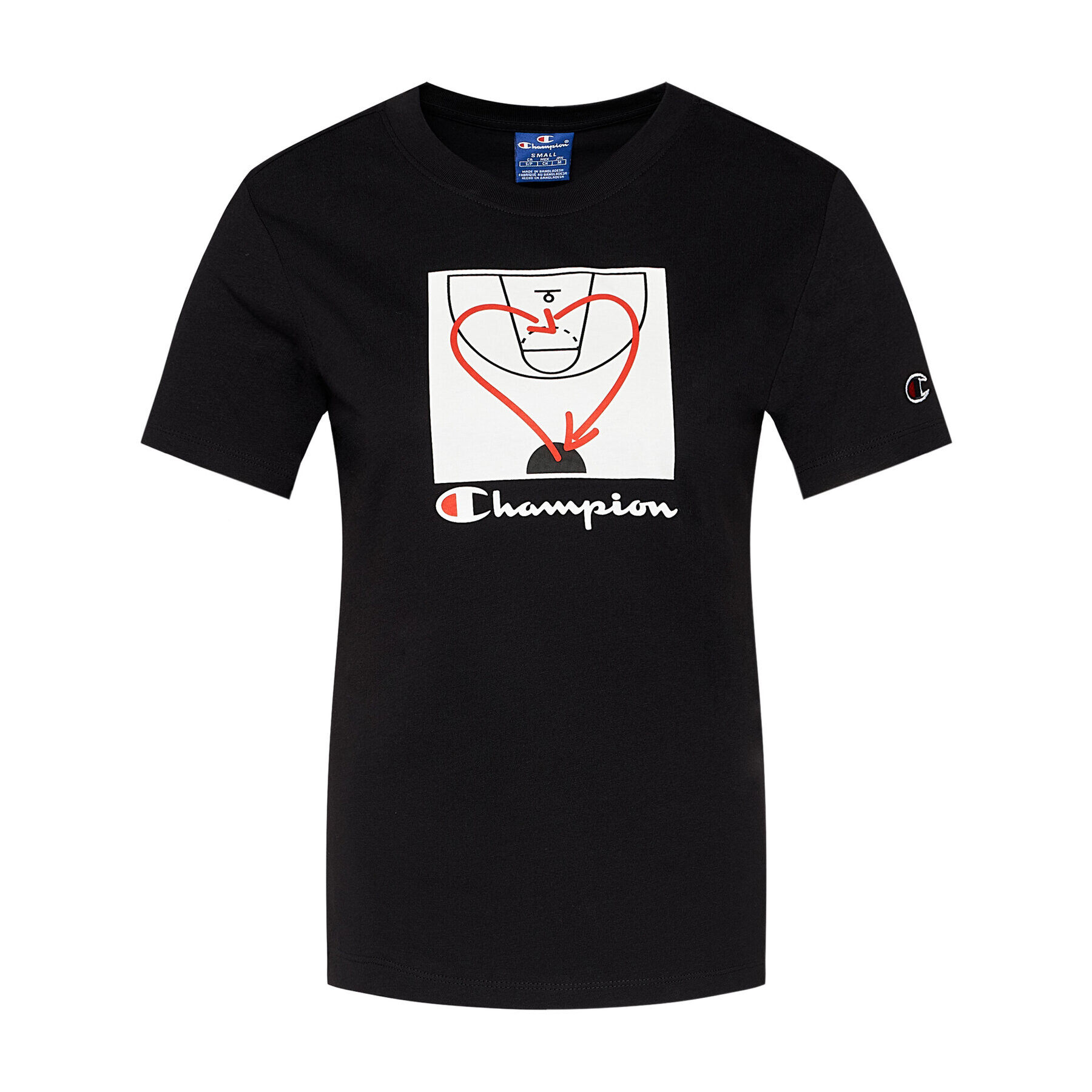 Champion Тишърт Basketball Logo Digital Print 112965 Черен Custom Fit - Pepit.bg