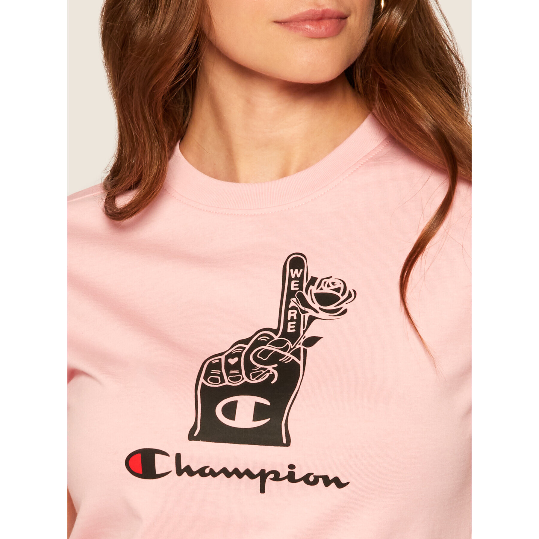 Champion Тишърт Basketball Logo Digital Print 112965 Розов Custom Fit - Pepit.bg