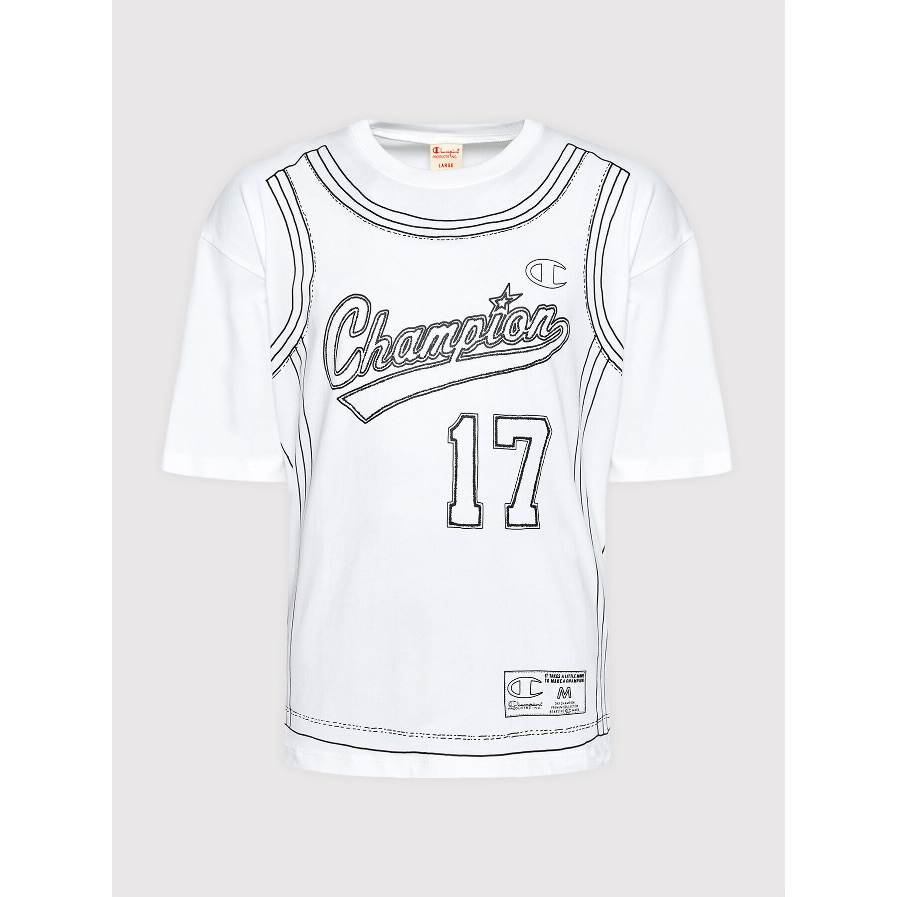 Champion Тишърт Basketball Tank Print 216427 Бял Custom Fit - Pepit.bg