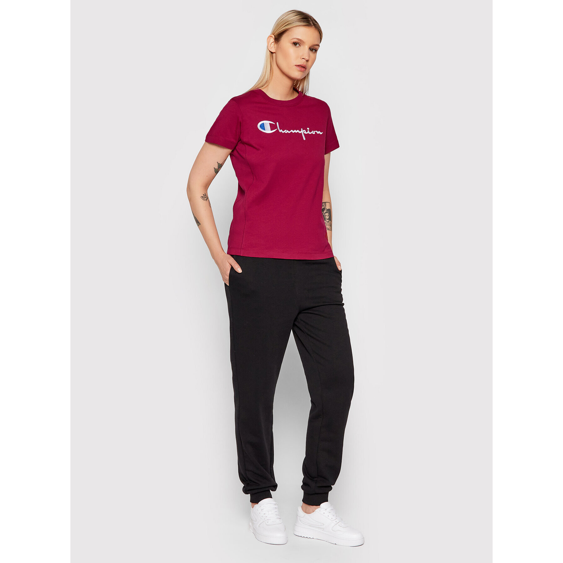 Champion Тишърт Big Logo 114128 Бордо Regular Fit - Pepit.bg