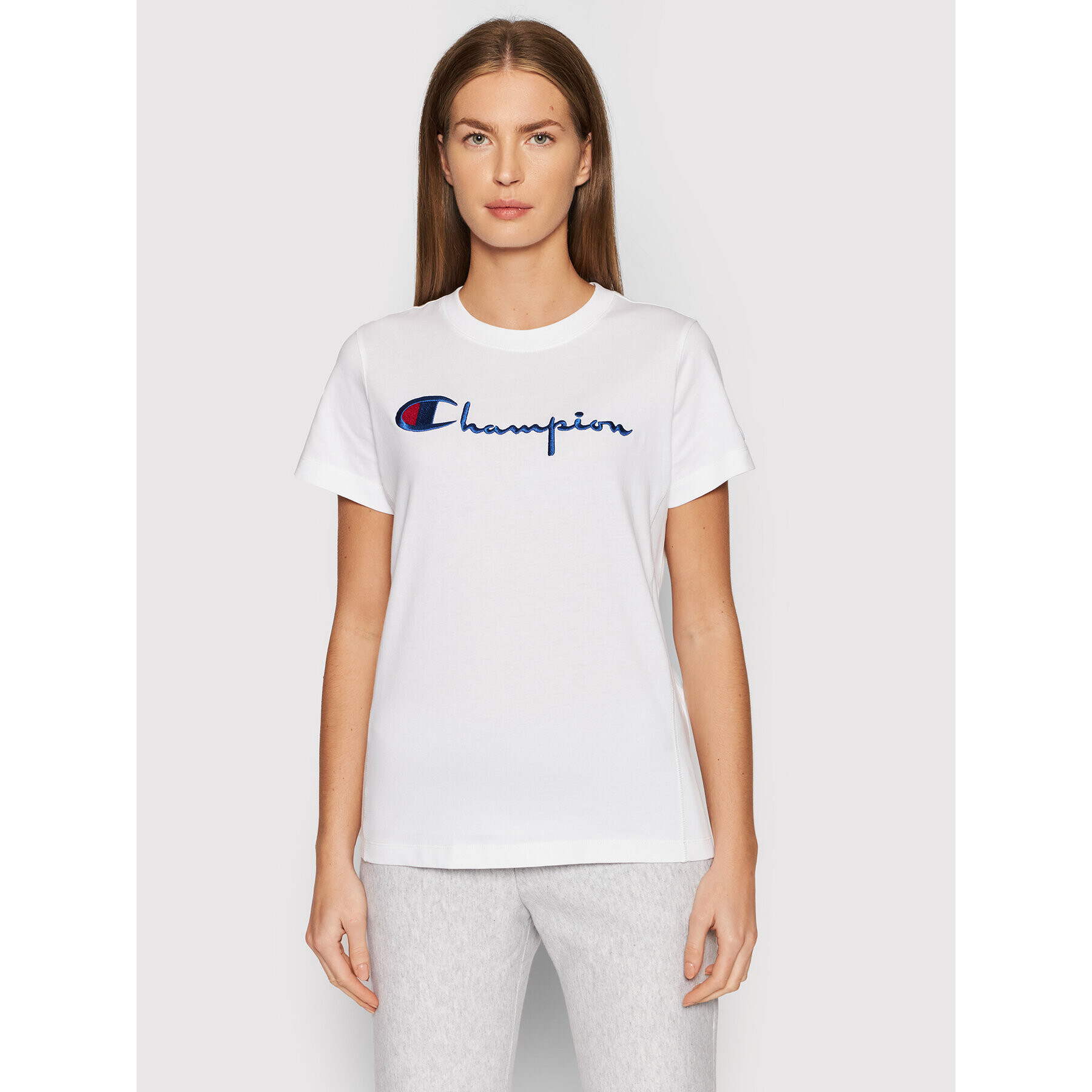 Champion Тишърт Big Logo Crew Neck 114128 Бял Regular Fit - Pepit.bg