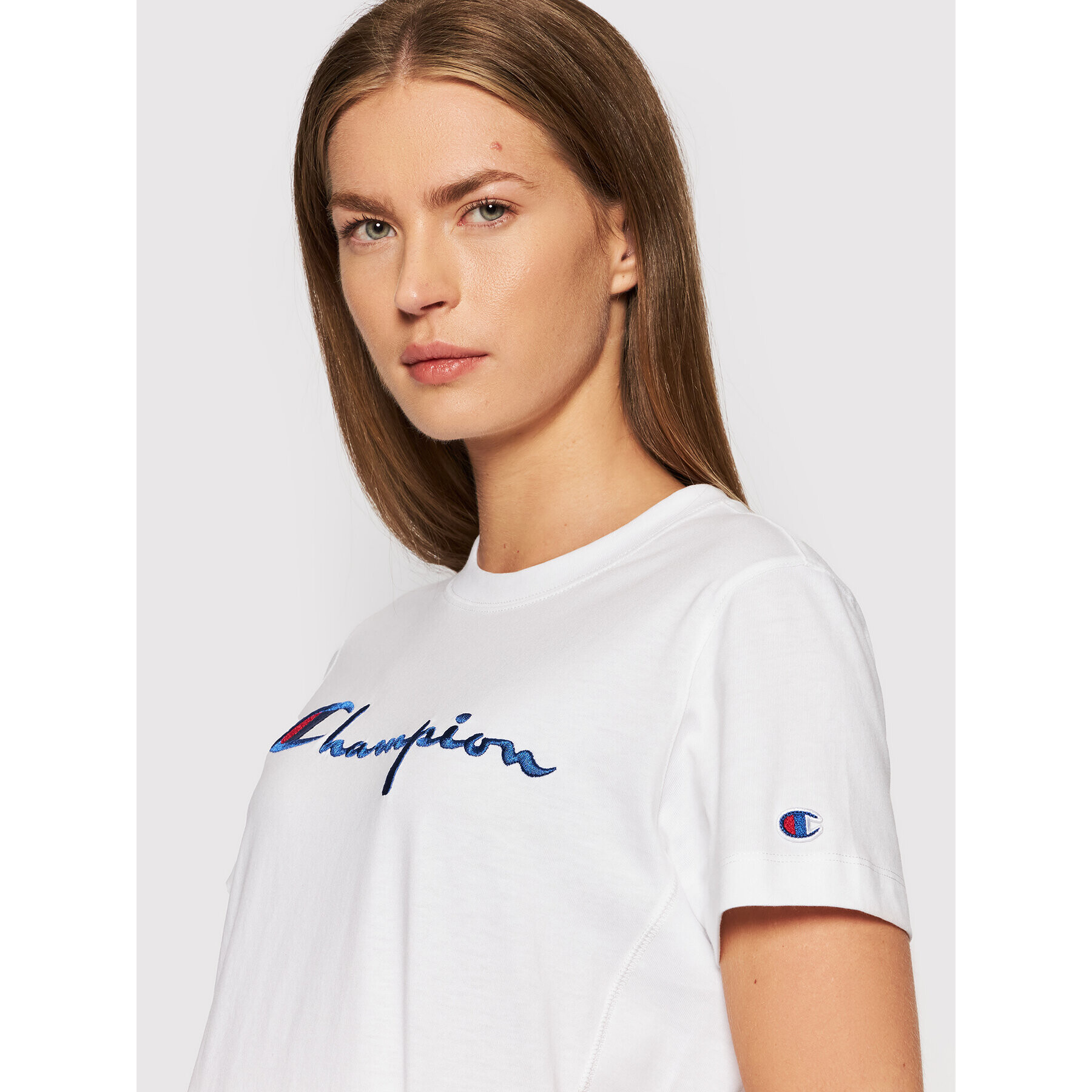 Champion Тишърт Big Logo Crew Neck 114128 Бял Regular Fit - Pepit.bg