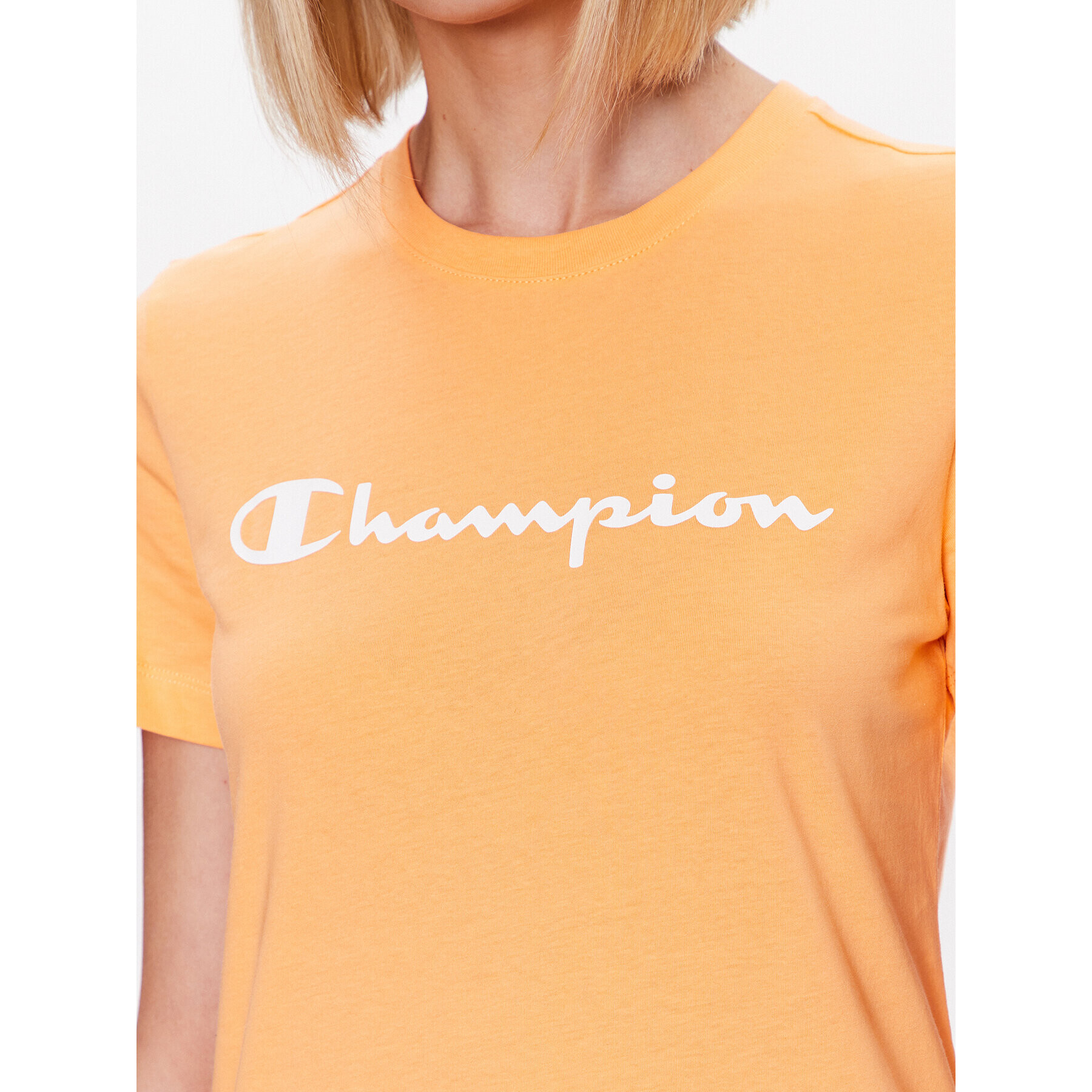 Champion Тишърт Big Script 114911 Оранжев Regular Fit - Pepit.bg