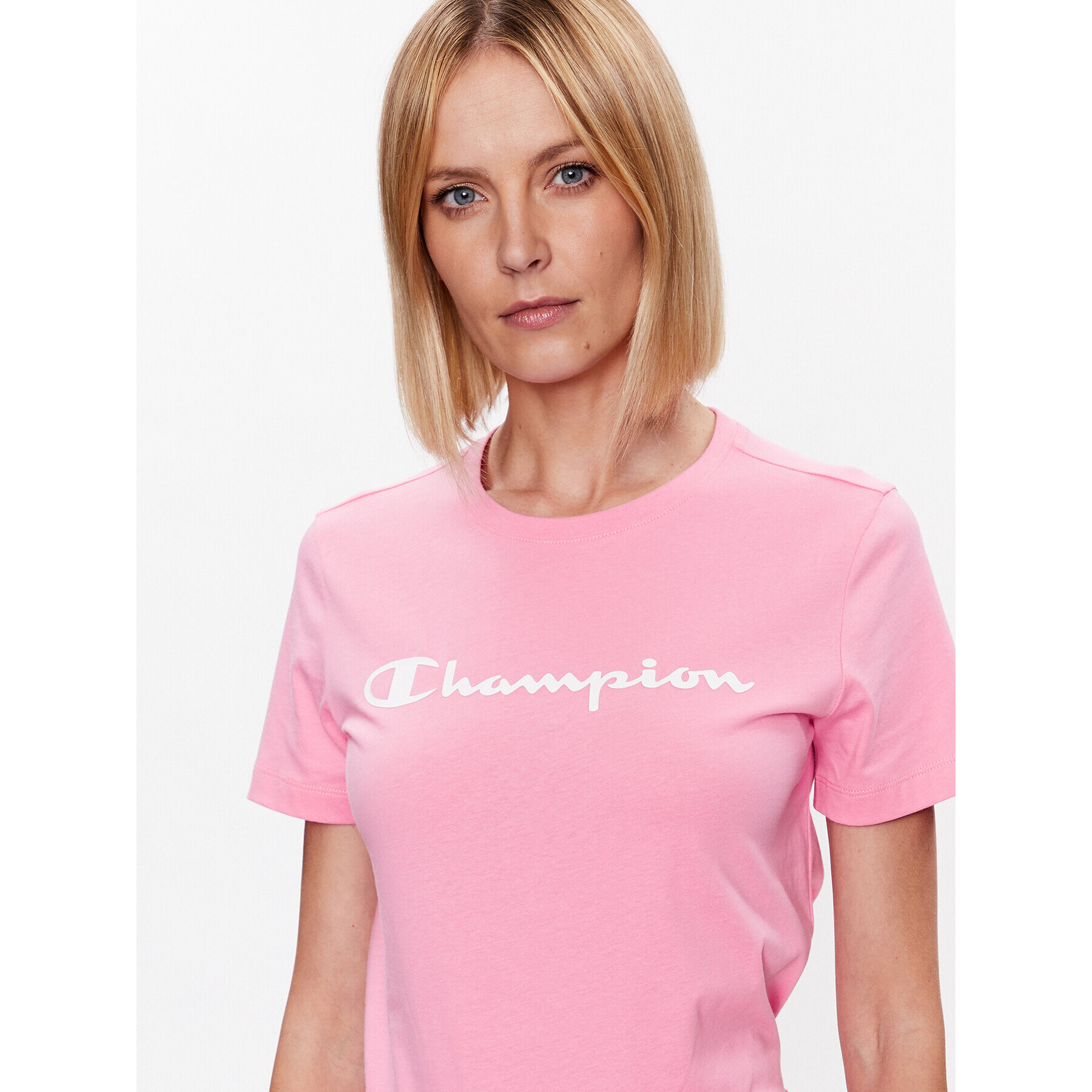 Champion Тишърт Big Script 114911 Розов Regular Fit - Pepit.bg