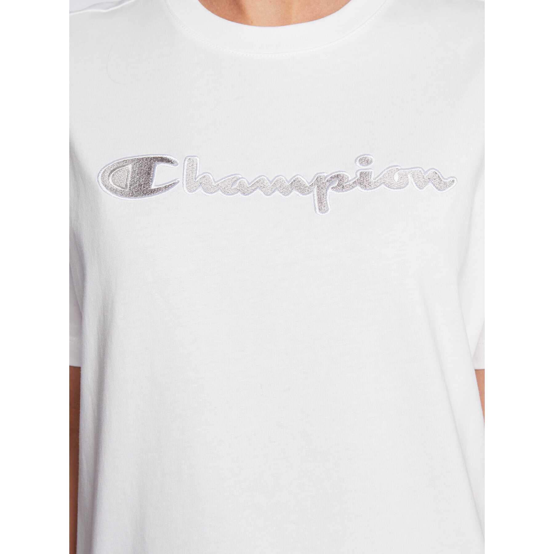 Champion Тишърт Big Script Logo 115496 Бял Regular Fit - Pepit.bg