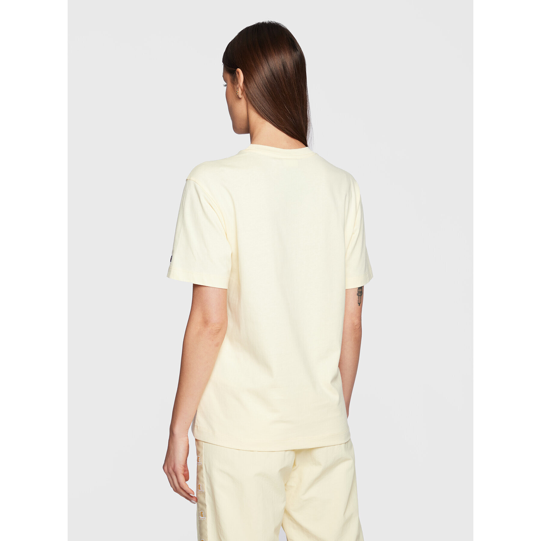 Champion Тишърт Big Script Logo 115496 Жълт Regular Fit - Pepit.bg