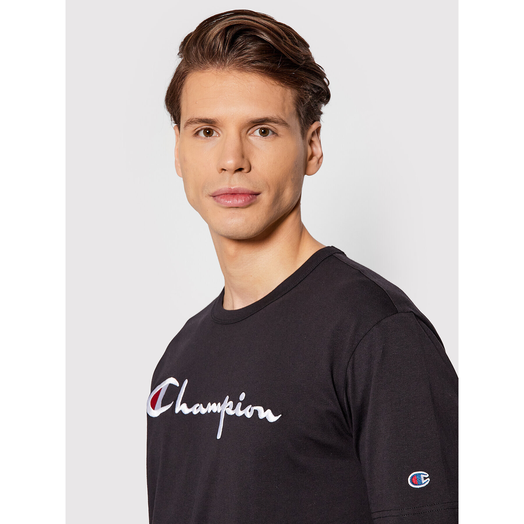 Champion Тишърт Big Script Logo 216547 Черен Comfort Fit - Pepit.bg
