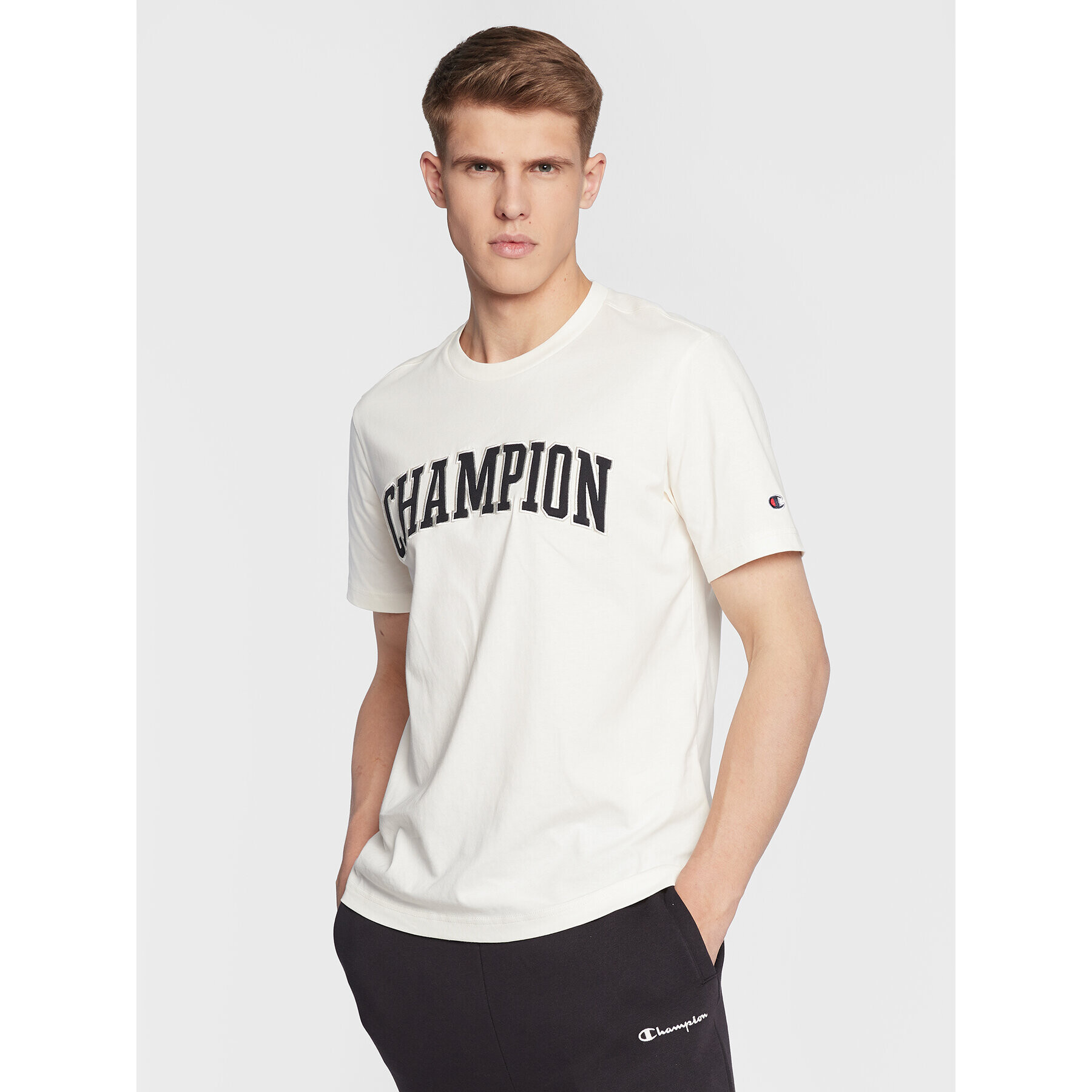 Champion Тишърт Bookstore Logo 217882 Екрю Regular Fit - Pepit.bg