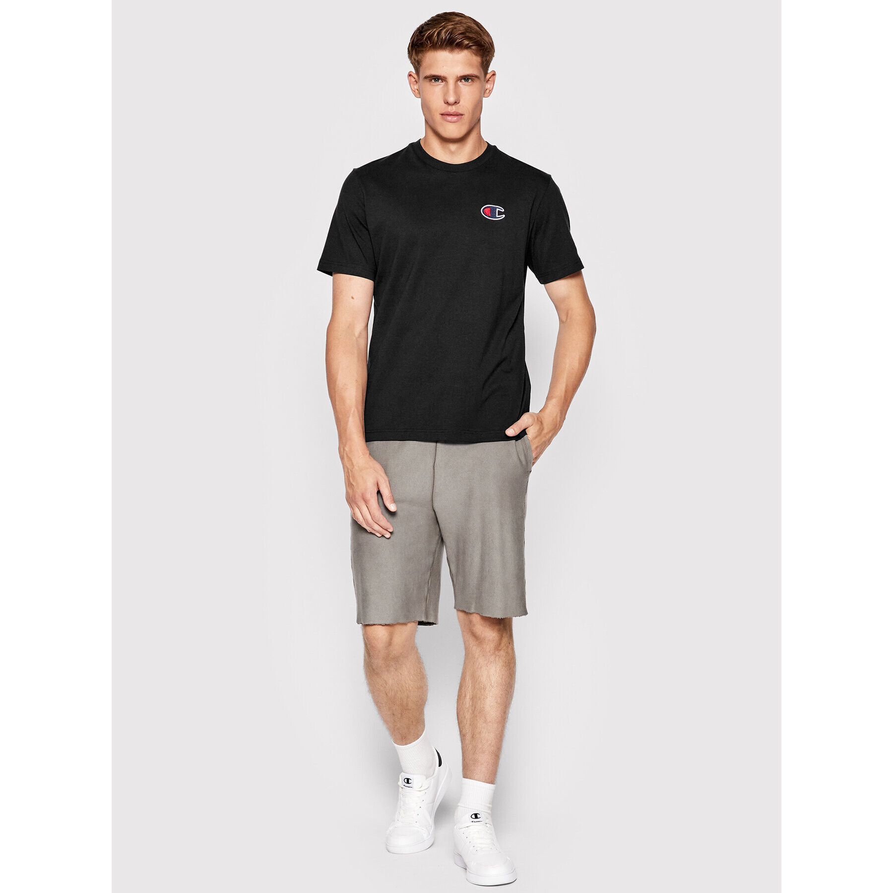 Champion Тишърт C Logo 217069 Черен Regular Fit - Pepit.bg