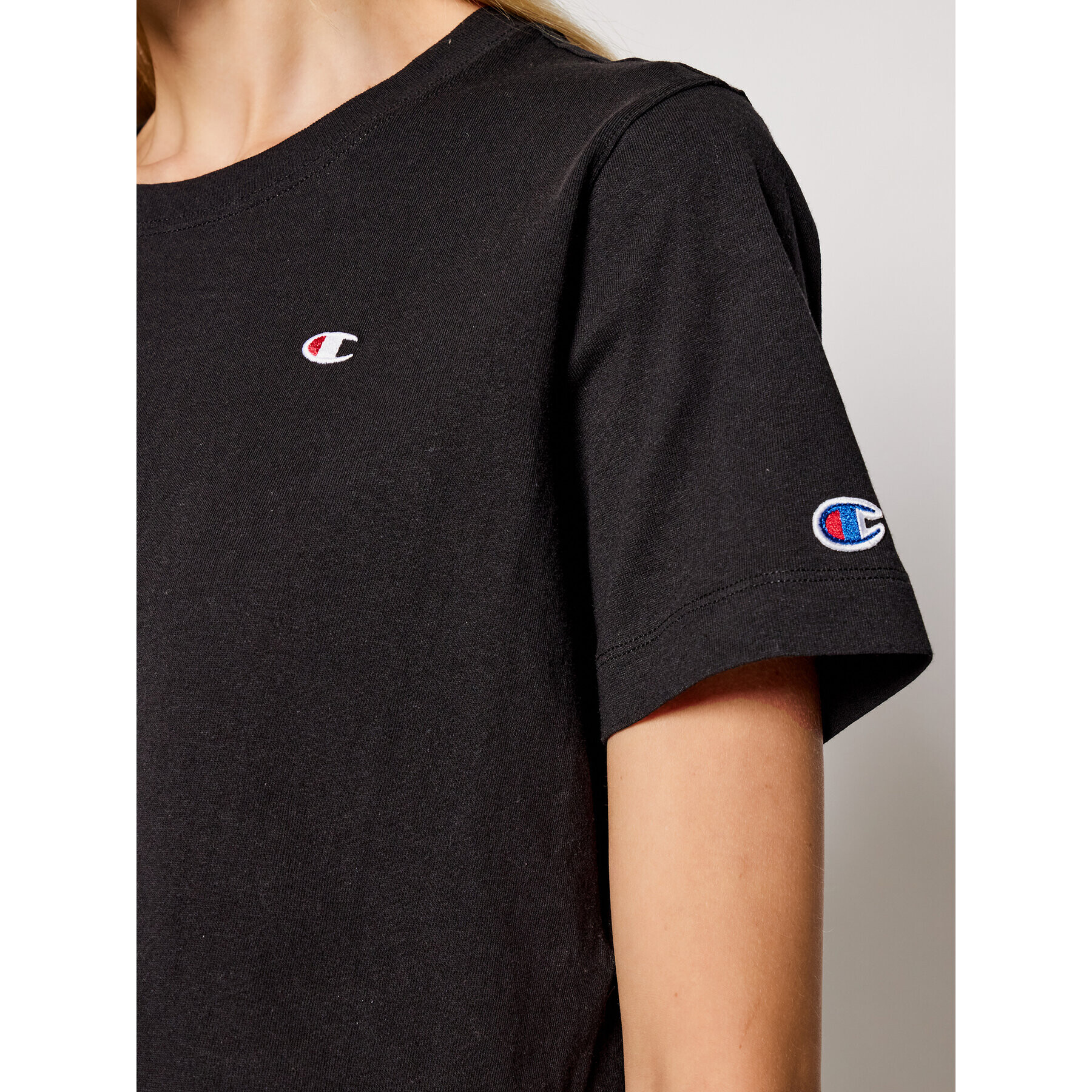 Champion Тишърт C Logo Crew Neck 112731 Черен Custom Fit - Pepit.bg