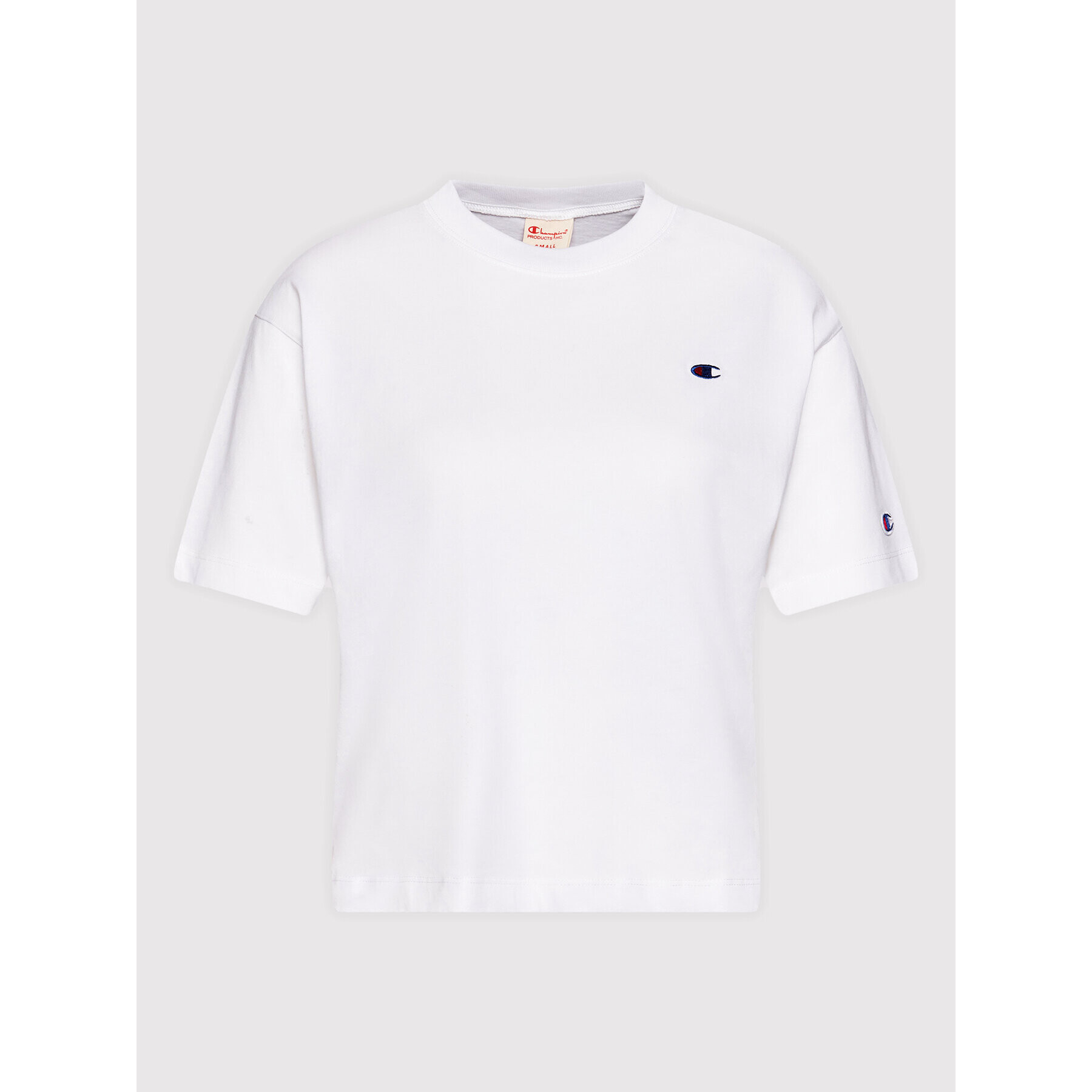 Champion Тишърт C Logo Cropped 114129 Бял Custom Fit - Pepit.bg