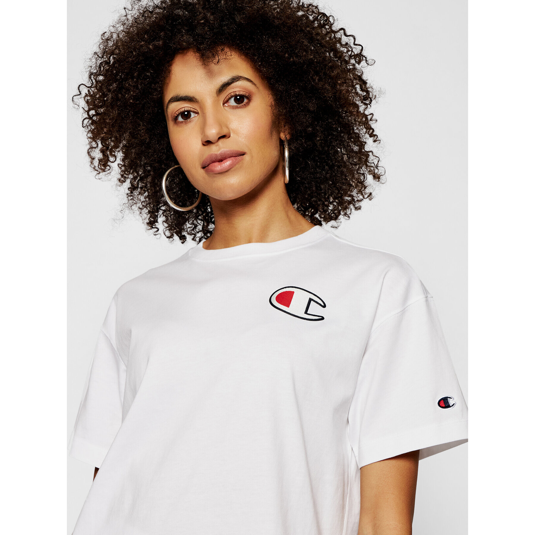 Champion Тишърт C Patch 112651 Бял Oversize - Pepit.bg