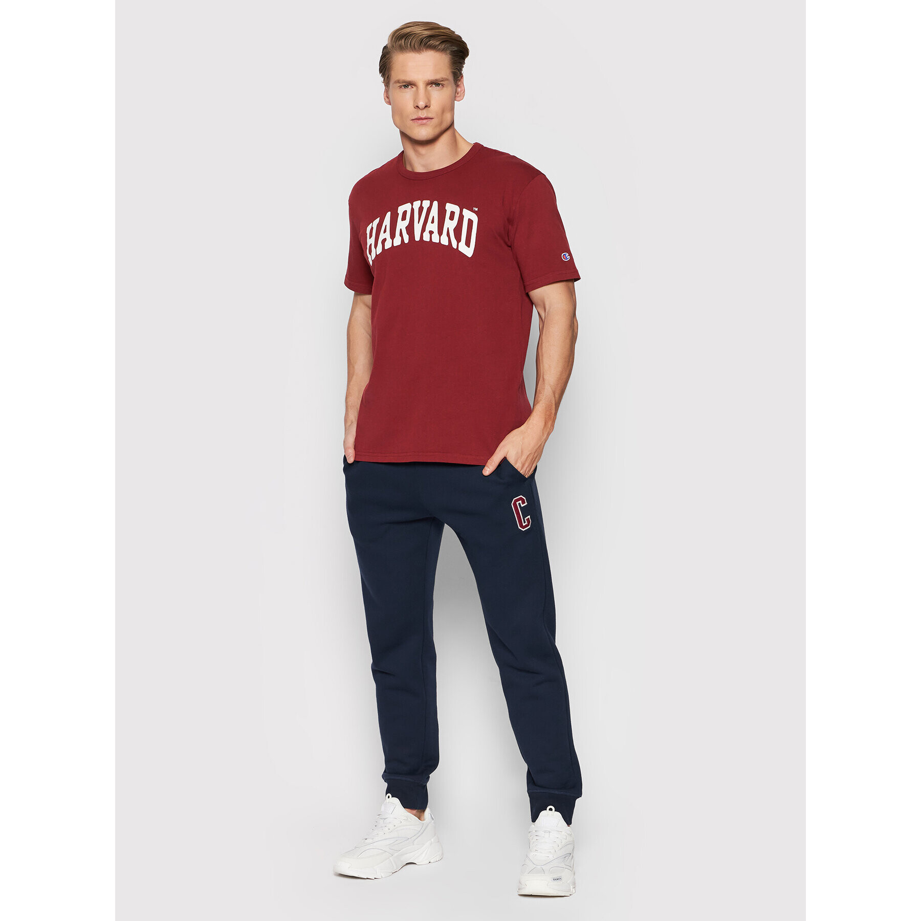 Champion Тишърт College Print 216818 Бордо Regular Fit - Pepit.bg