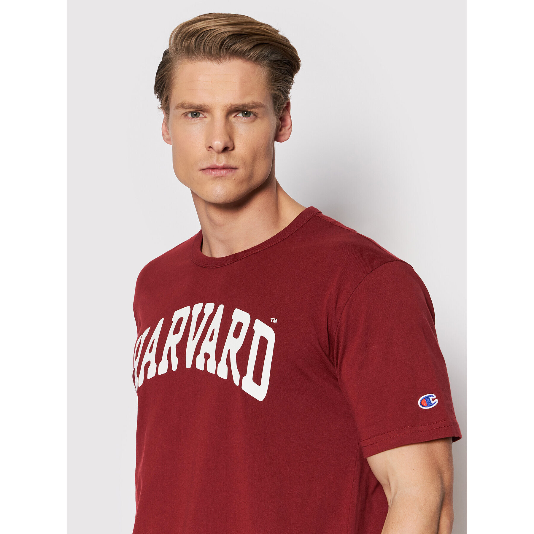 Champion Тишърт College Print 216818 Бордо Regular Fit - Pepit.bg