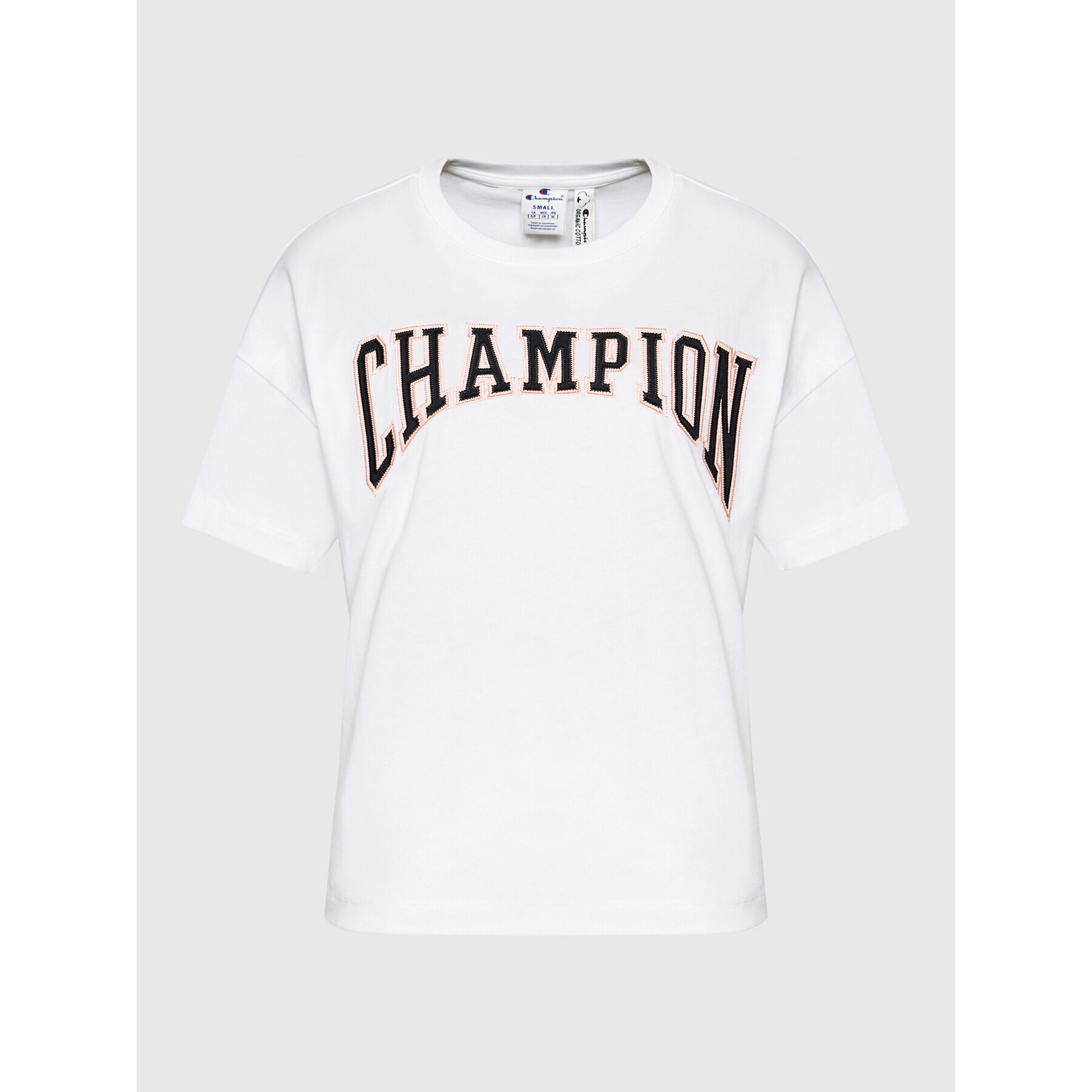 Champion Тишърт Collegiate Logo 114526 Бял Oversize - Pepit.bg