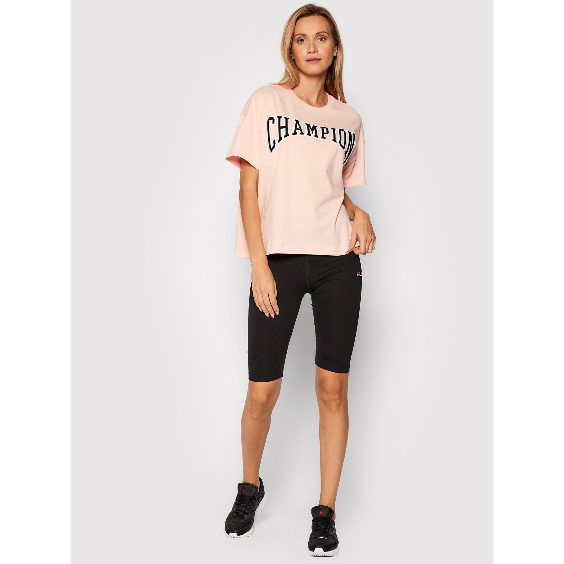 Champion Тишърт Collegiate Logo 114526 Розов Oversize - Pepit.bg