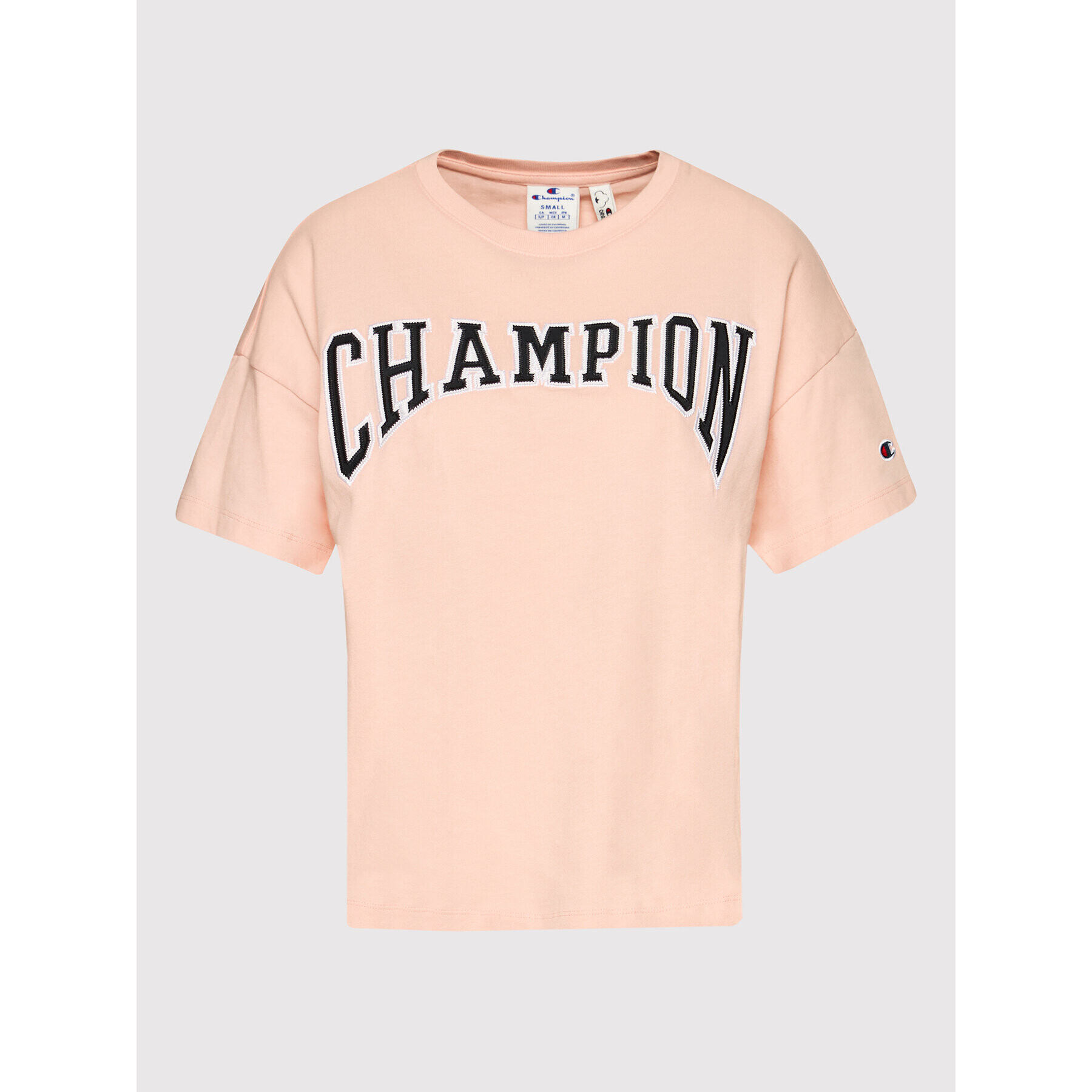 Champion Тишърт Collegiate Logo 114526 Розов Oversize - Pepit.bg