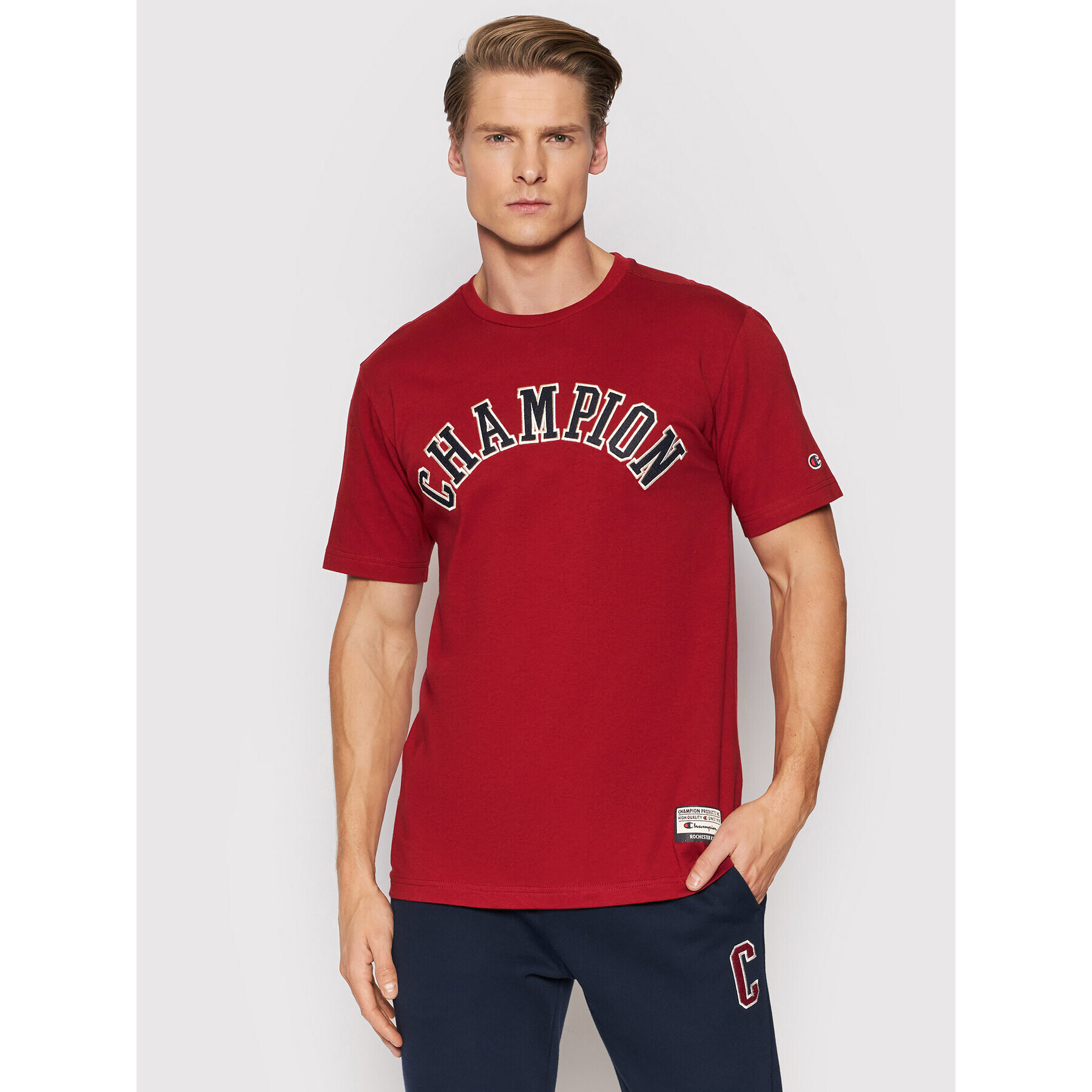 Champion Тишърт Collegiate Logo 216575 Червен Regular Fit - Pepit.bg