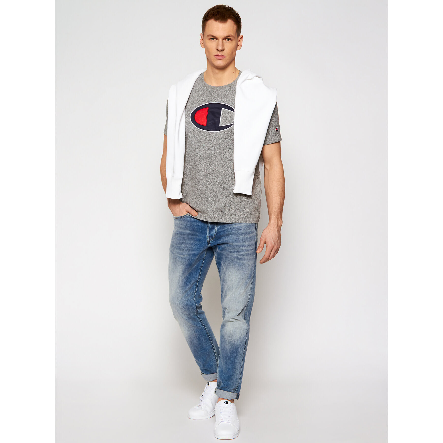 Champion Тишърт Crewneck 214405 Сив Comfort Fit - Pepit.bg