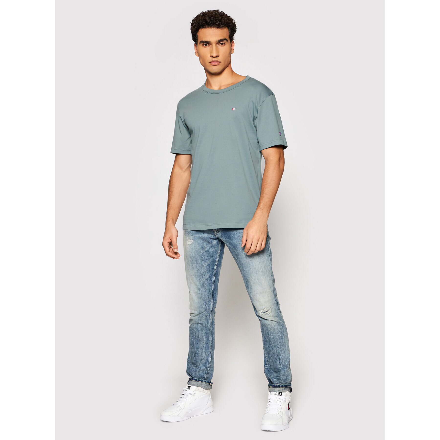 Champion Тишърт Crewneck 216545 Сив Regular Fit - Pepit.bg