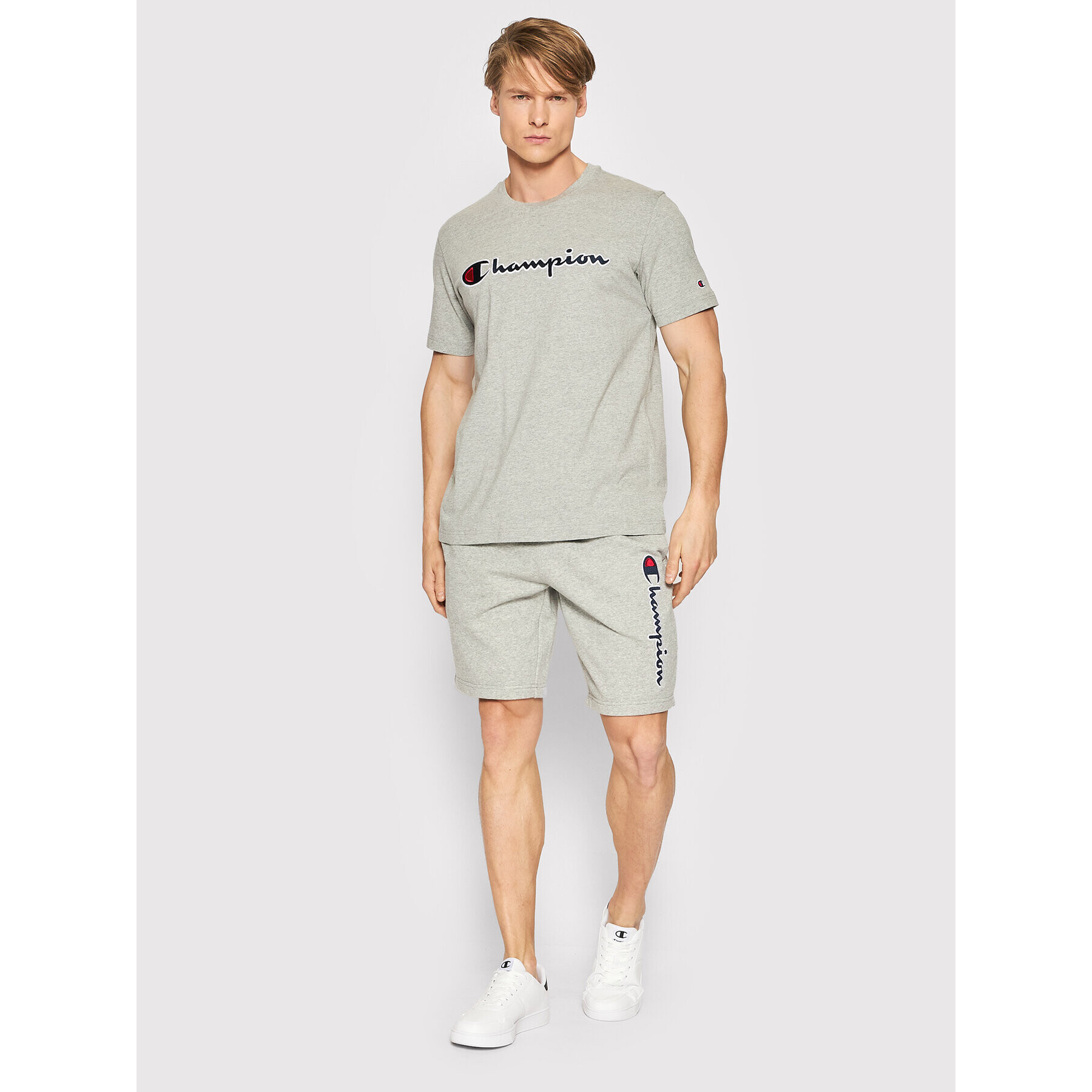 Champion Тишърт Crewneck 217814 Сив Regular Fit - Pepit.bg