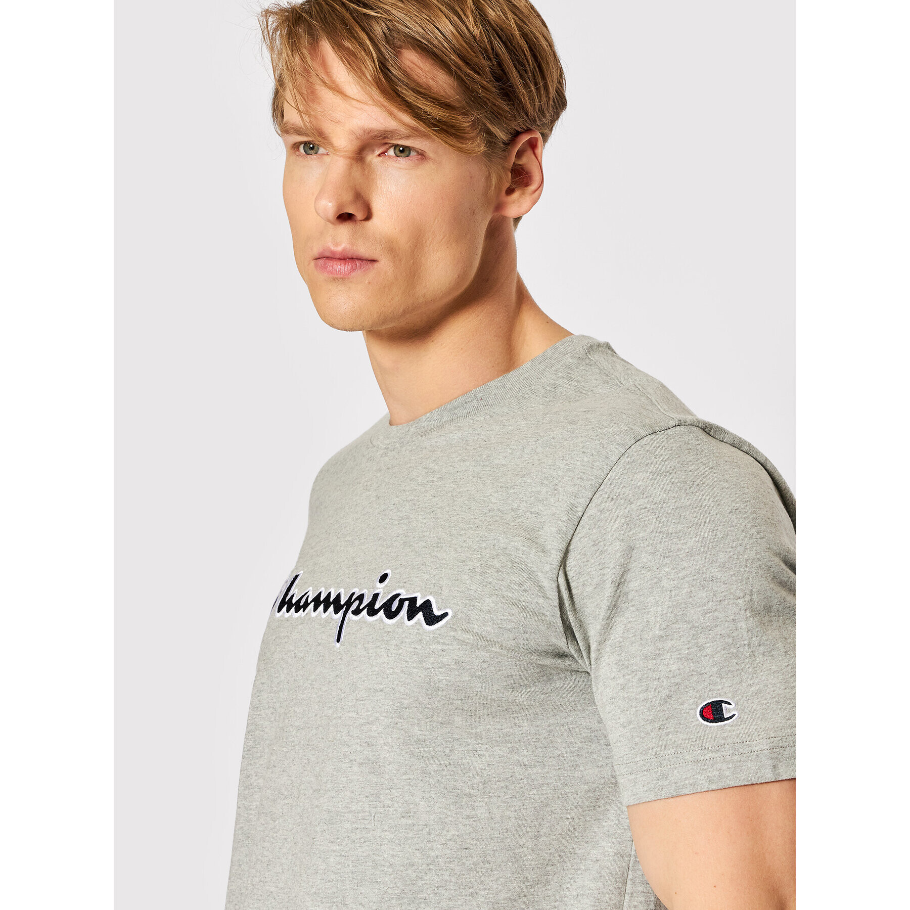Champion Тишърт Crewneck 217814 Сив Regular Fit - Pepit.bg