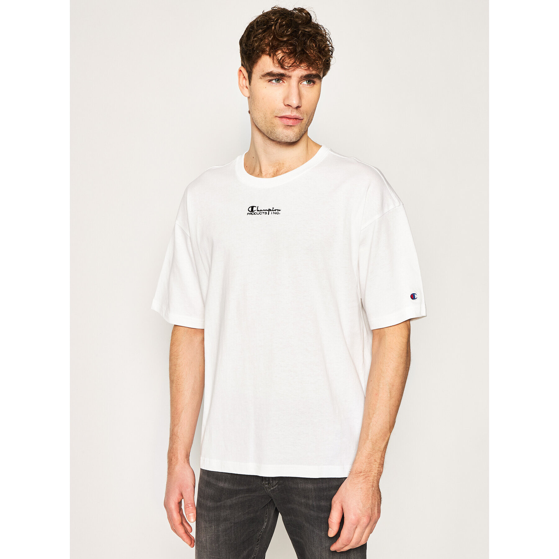 Champion Тишърт Deconstructed C Logo 214420 Бял Muscle Fit - Pepit.bg