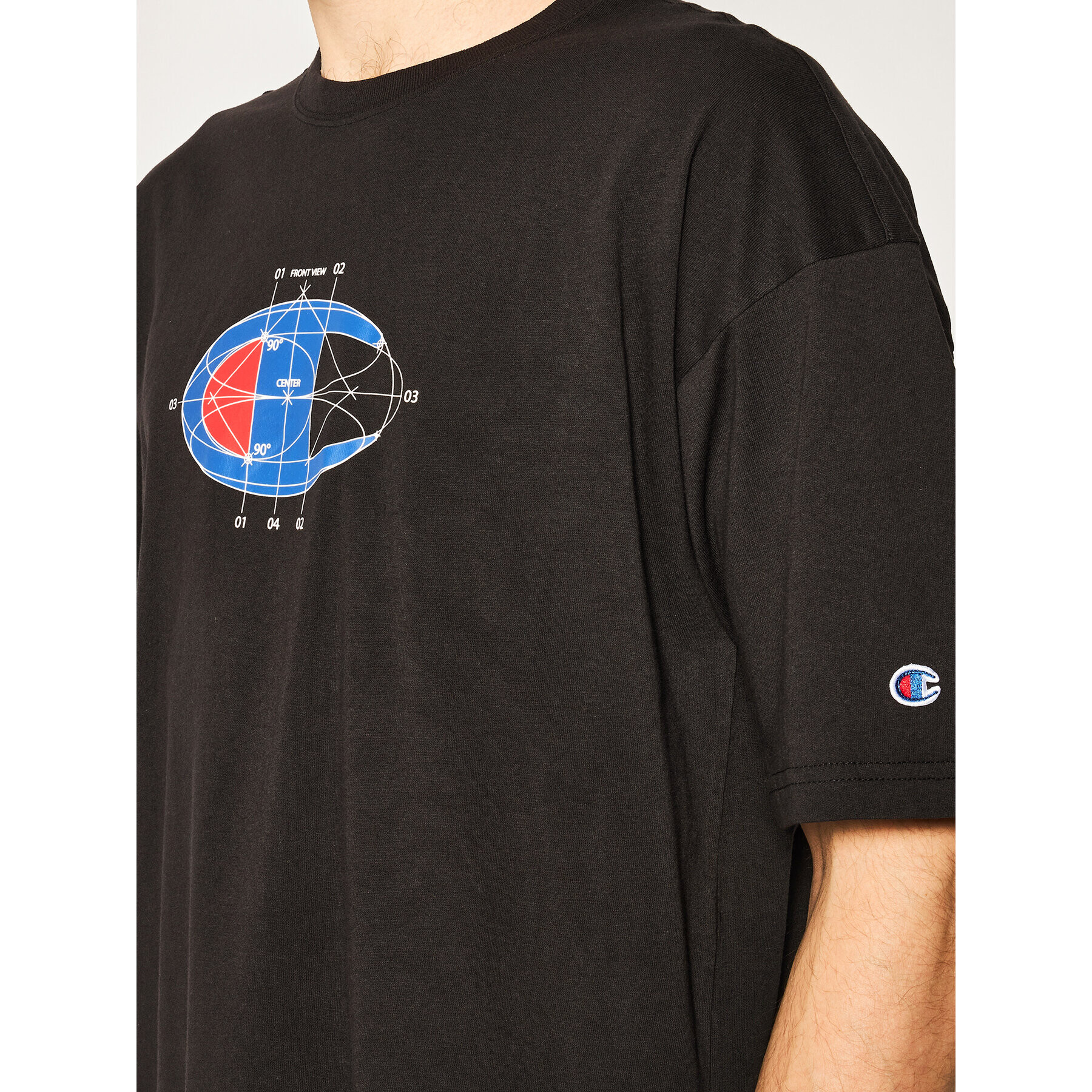 Champion Тишърт Deconstructed C Logo 214420 Черен Muscle Fit - Pepit.bg